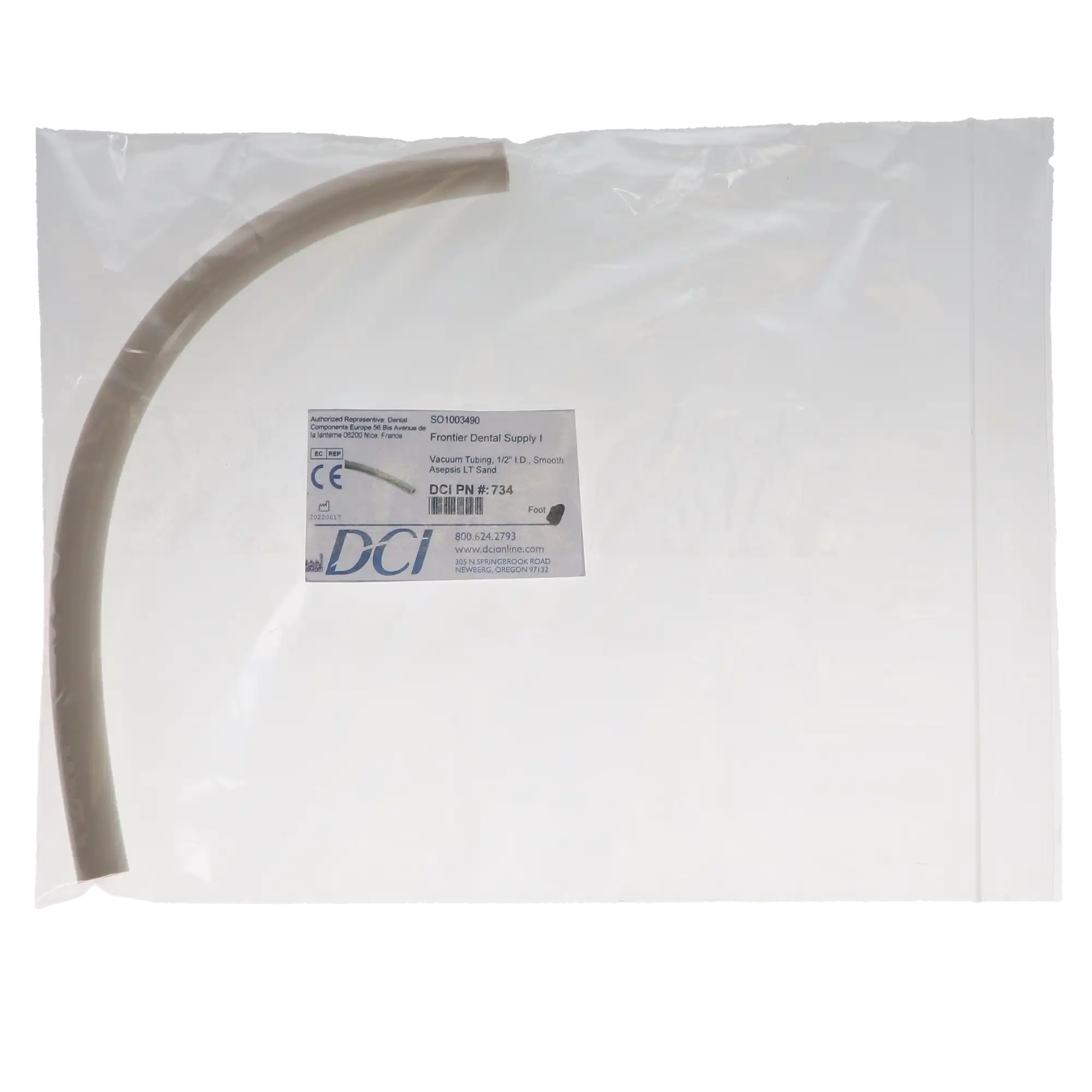 DCI International Asepsis Smooth Wall HVE Vacuum Tubing, 1/2" I.D., Light Sand, Per Foot, 734 thumbnail 2