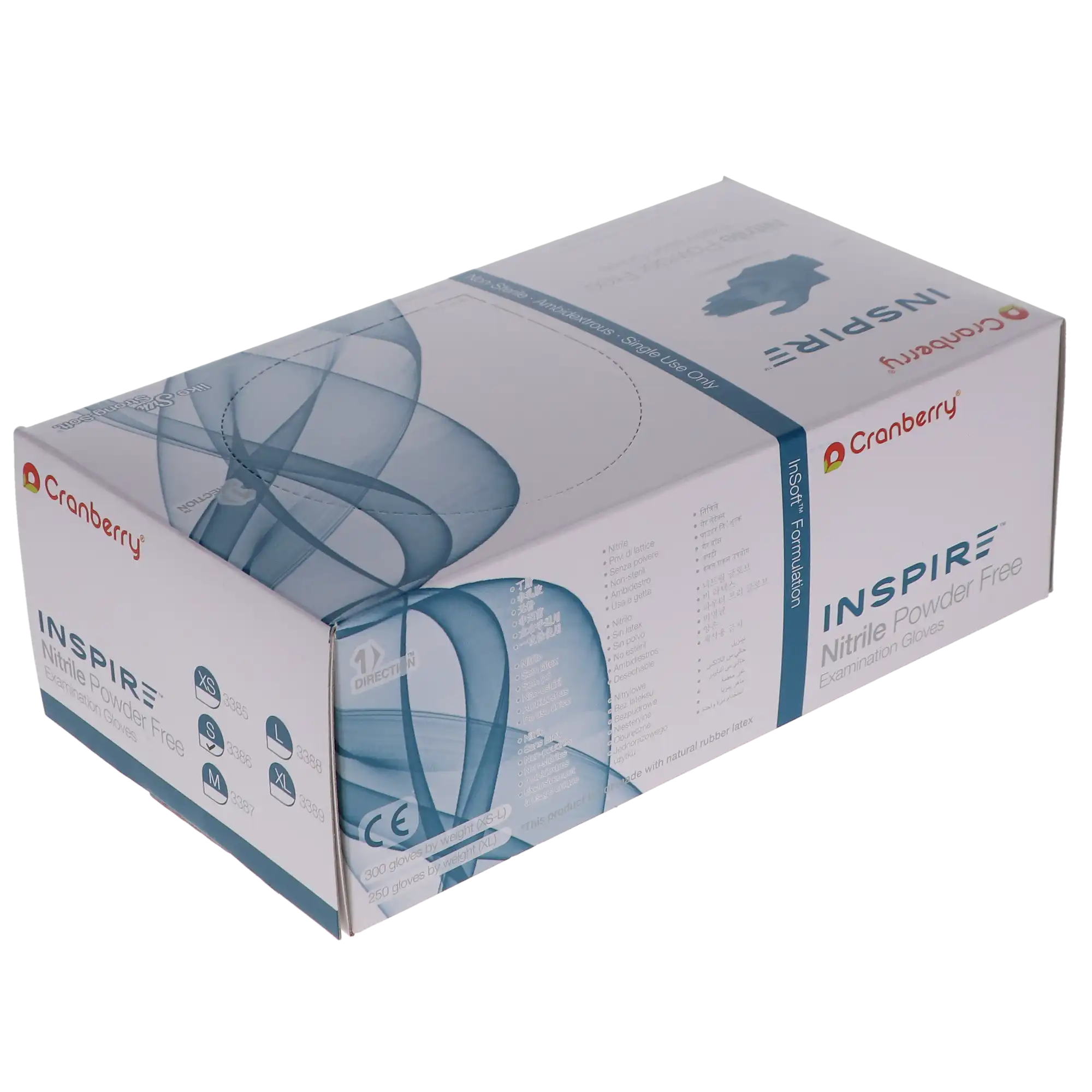 Cranberry Inspire Nitrile Exam Gloves, Powder-Free, Non-Sterile, Small, Aegean Blue, 300/Box, CR3386 thumbnail 3
