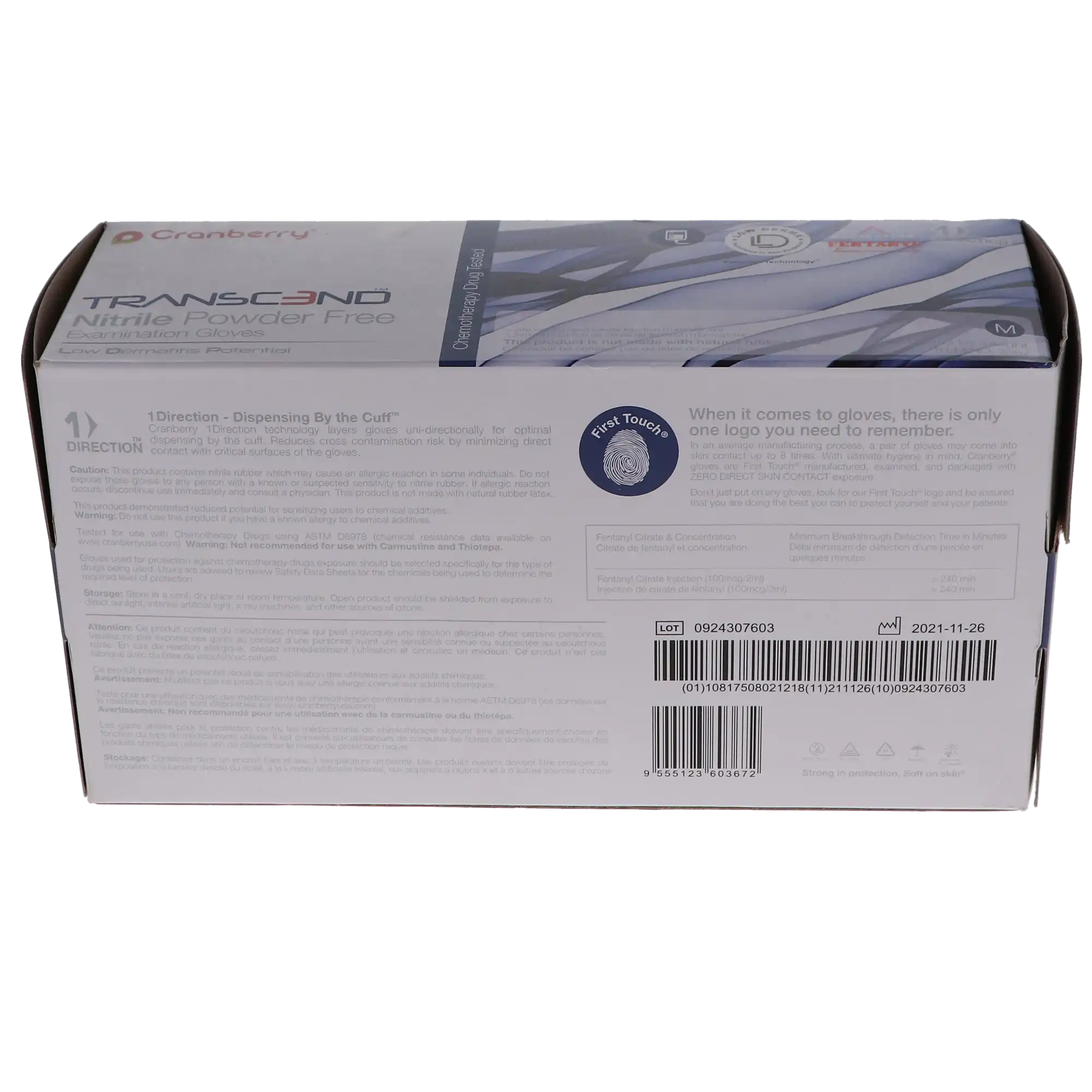 Cranberry Transcend 300 Nitrile Exam Gloves, Powder-Free, Non-Sterile, Medium, Matte Blue, 300/Box, CR3367 thumbnail 12