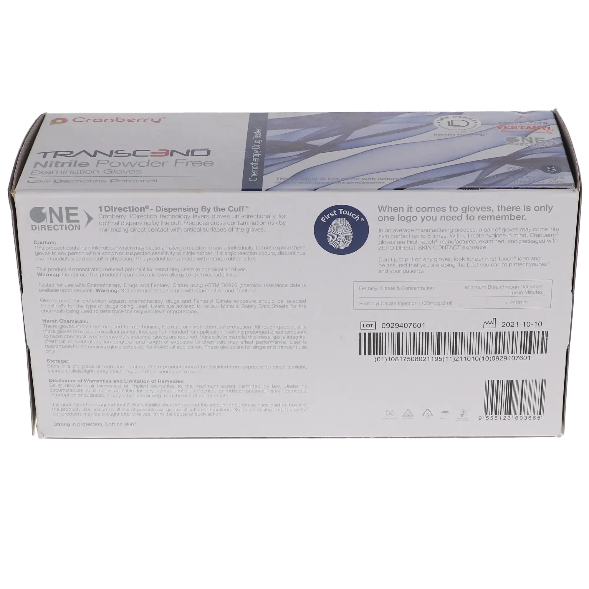 Cranberry Transcend Nitrile Exam Gloves, Powder-Free, Small, Matte Blue, 300/Box, CR3366 thumbnail 12