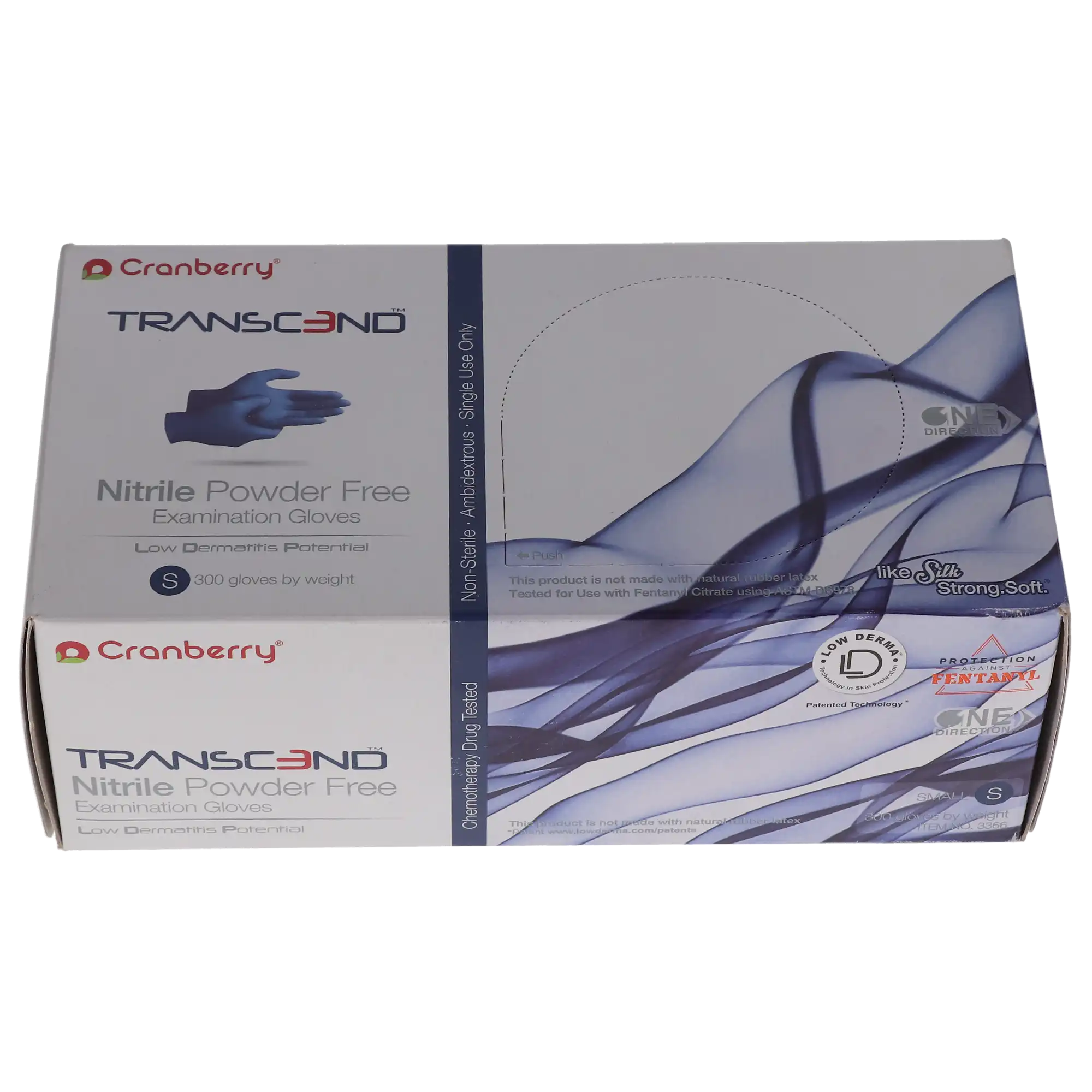 Cranberry Transcend Nitrile Exam Gloves, Powder-Free, Small, Matte Blue, 300/Box, CR3366 thumbnail 13