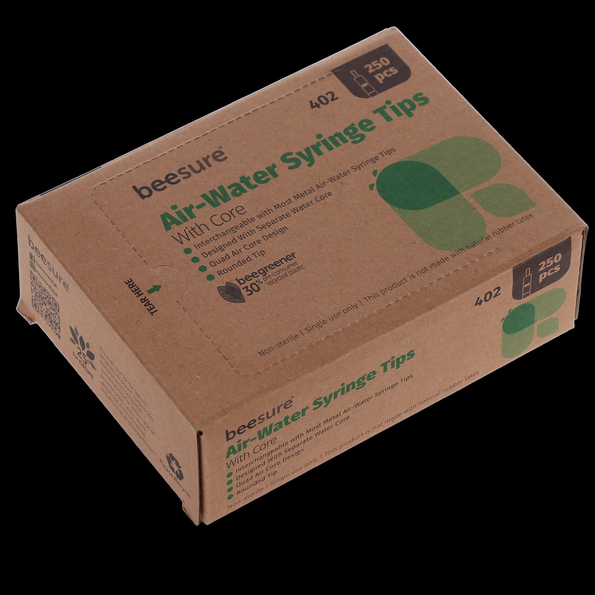 BeeSure Air/Water Syringe Tips with Core, Green, Disposable, 250/Box, BE402 thumbnail 6
