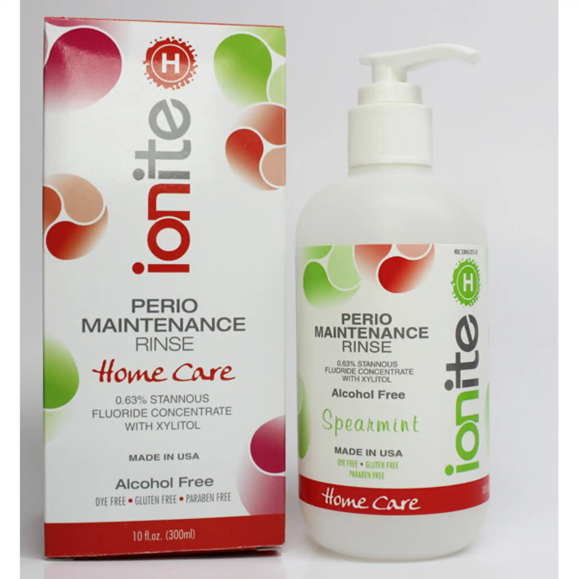 Ionite-H 0.63% Stannous Perio Rinse, Spearmint, 10 oz (300 ml) Bottle, 10/Case, 56-00135 - Ionite-H 0.63% Stannous Perio Rinse - Spearmint, 10 oz. Bottle. Clear - Image 1