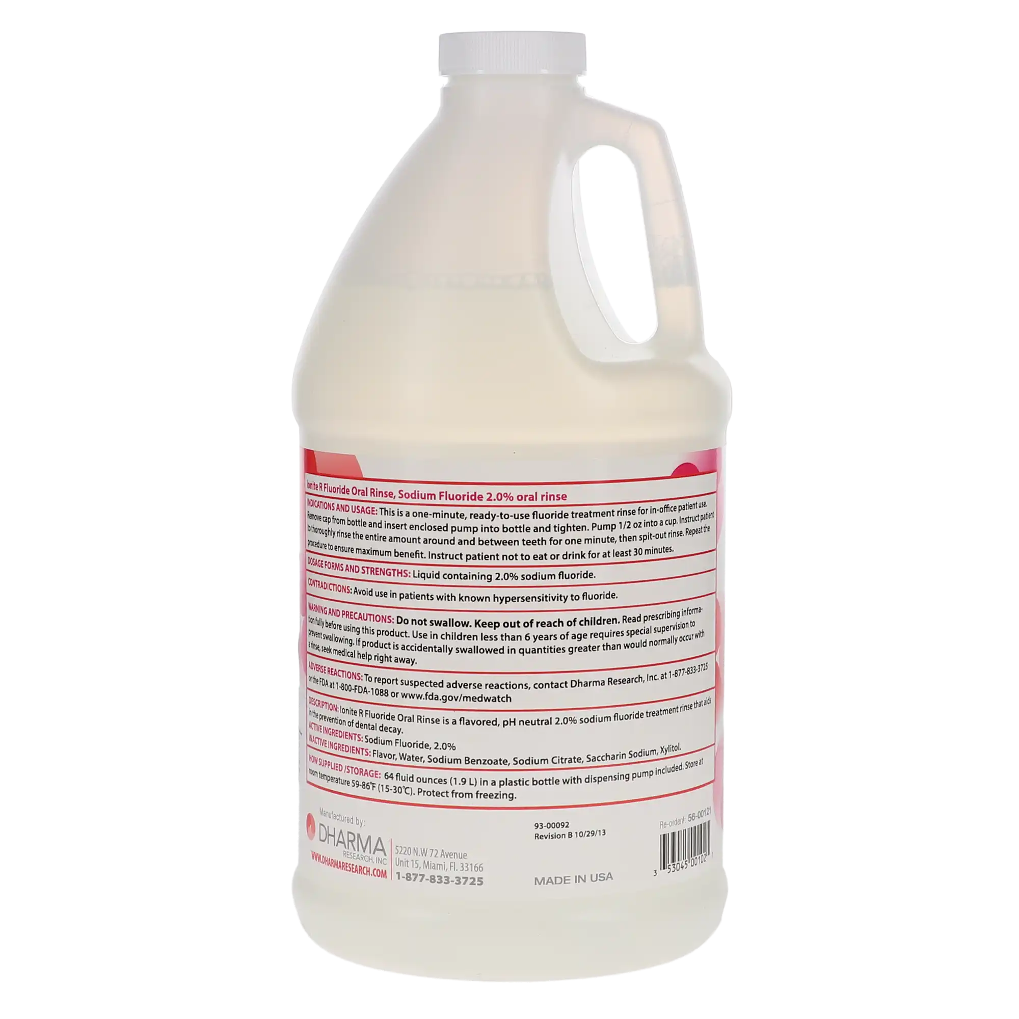 Ionite-R Neutral Sodium Fluoride Rinse, 2% Neutral, Fruit Punch, 64 oz (1.9 L) Bottle, 1/Pk, 56-00121 thumbnail 2
