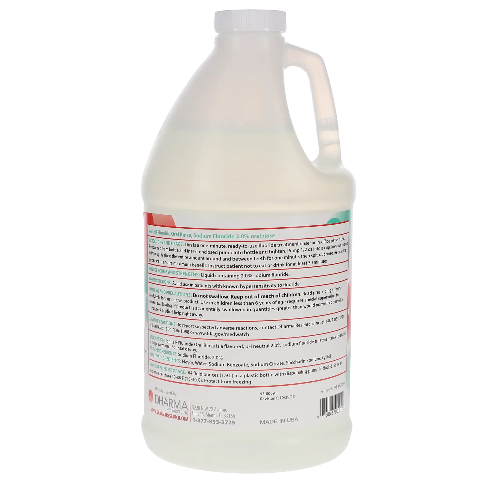 Ionite-R Neutral Sodium Fluoride Rinse, 1.9 L (64 oz), Spearmint, Dye-Free, 1/Bottle, 56-00120 thumbnail 2