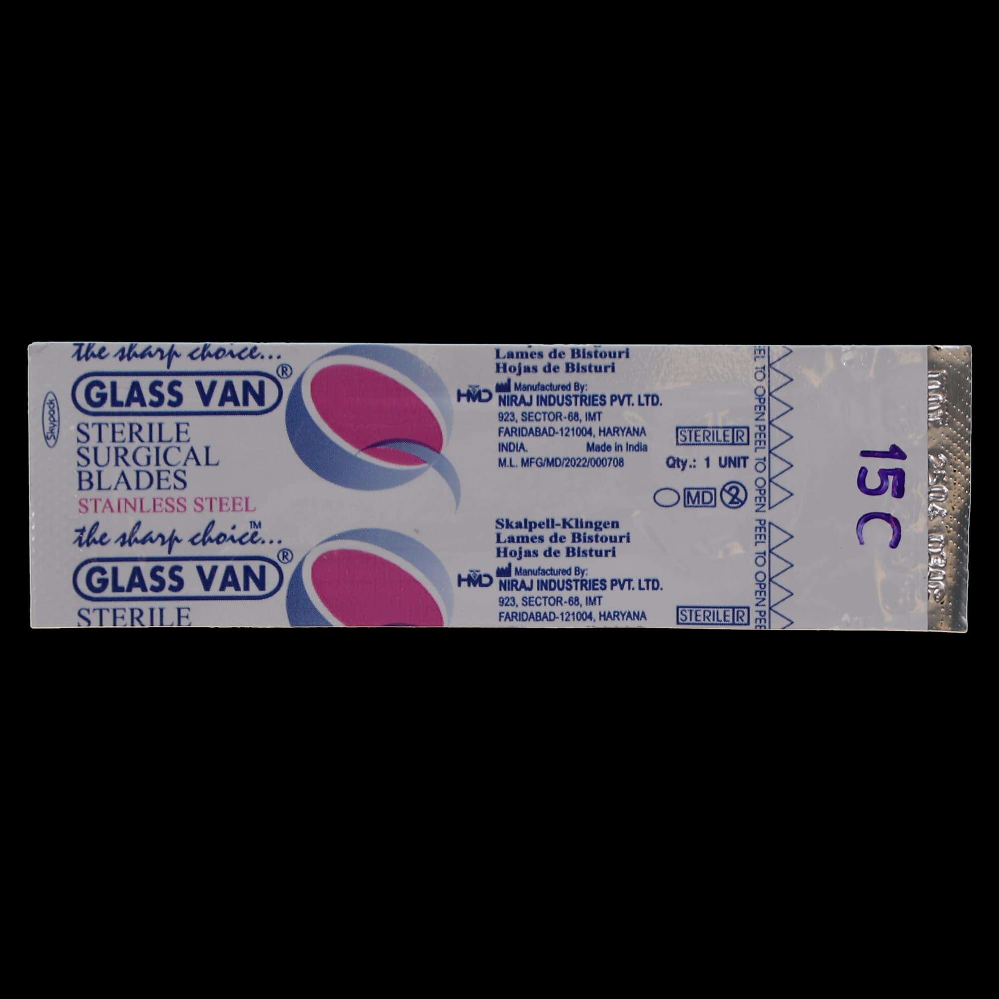 GLASSVAN Sterile Stainless Steel Surgical Blades, #15C, 100/Box, 3001T-15C thumbnail 12