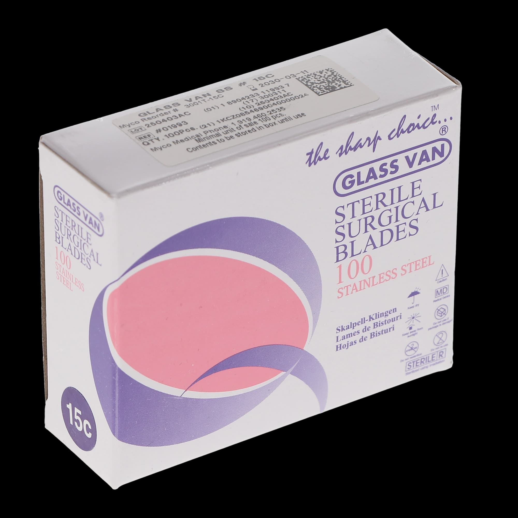 GLASSVAN Sterile Stainless Steel Surgical Blades, #15C, 100/Box, 3001T-15C thumbnail 13