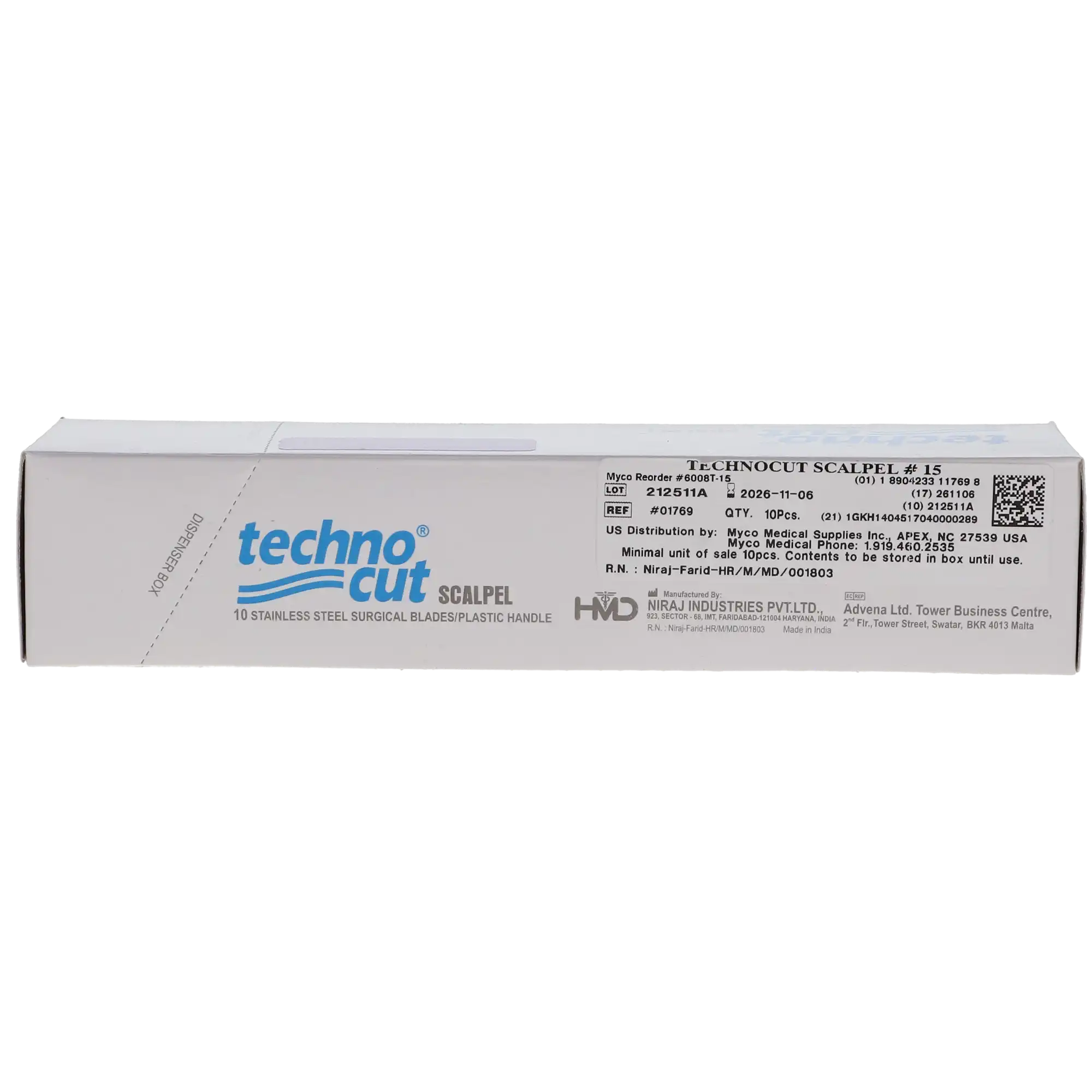 Myco Medical Technocut Sterile Disposable Scalpel, #15 Blade, Swiss Stainless Steel, 10/Box, 6008T-15 thumbnail 8