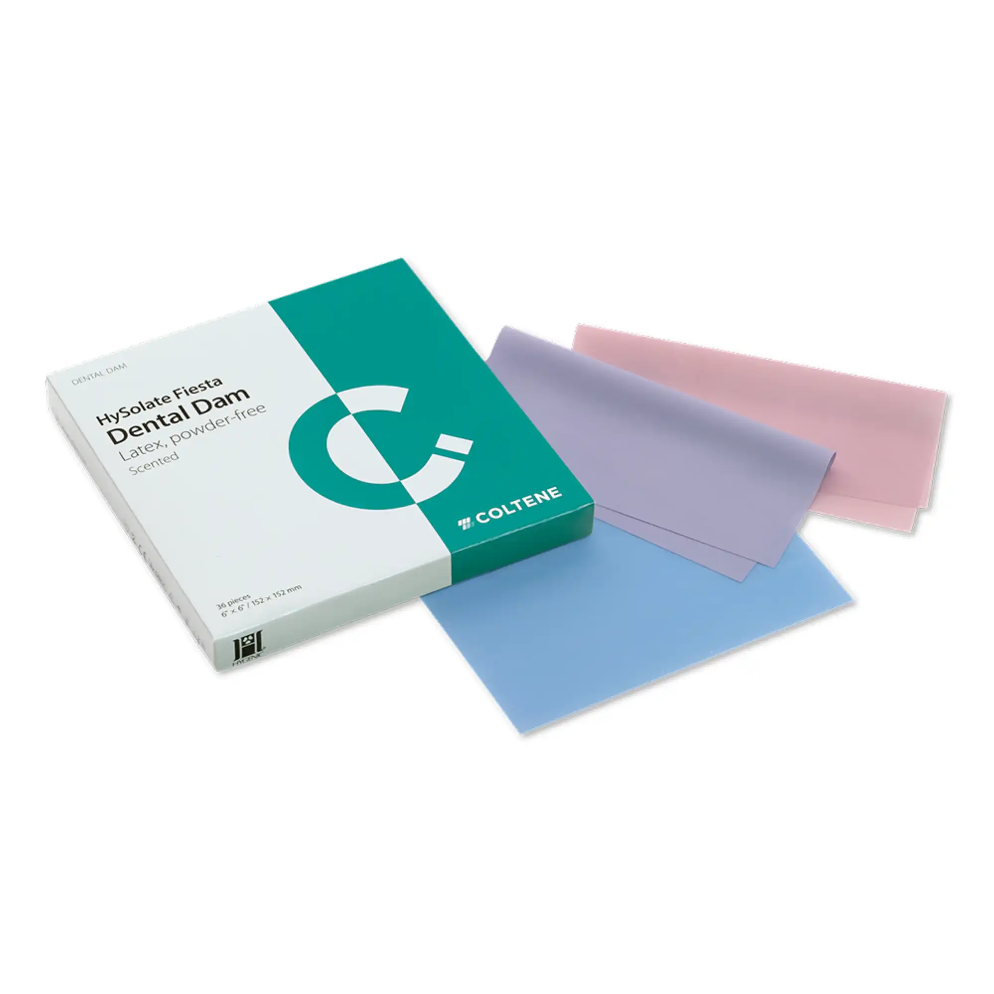 HySolate Fiesta Latex Dental Dam, 6" x 6" (152 x 152 mm), Medium Gauge, Assorted Colors, Fruit Scented, 36/Box, 60034436 thumbnail 2