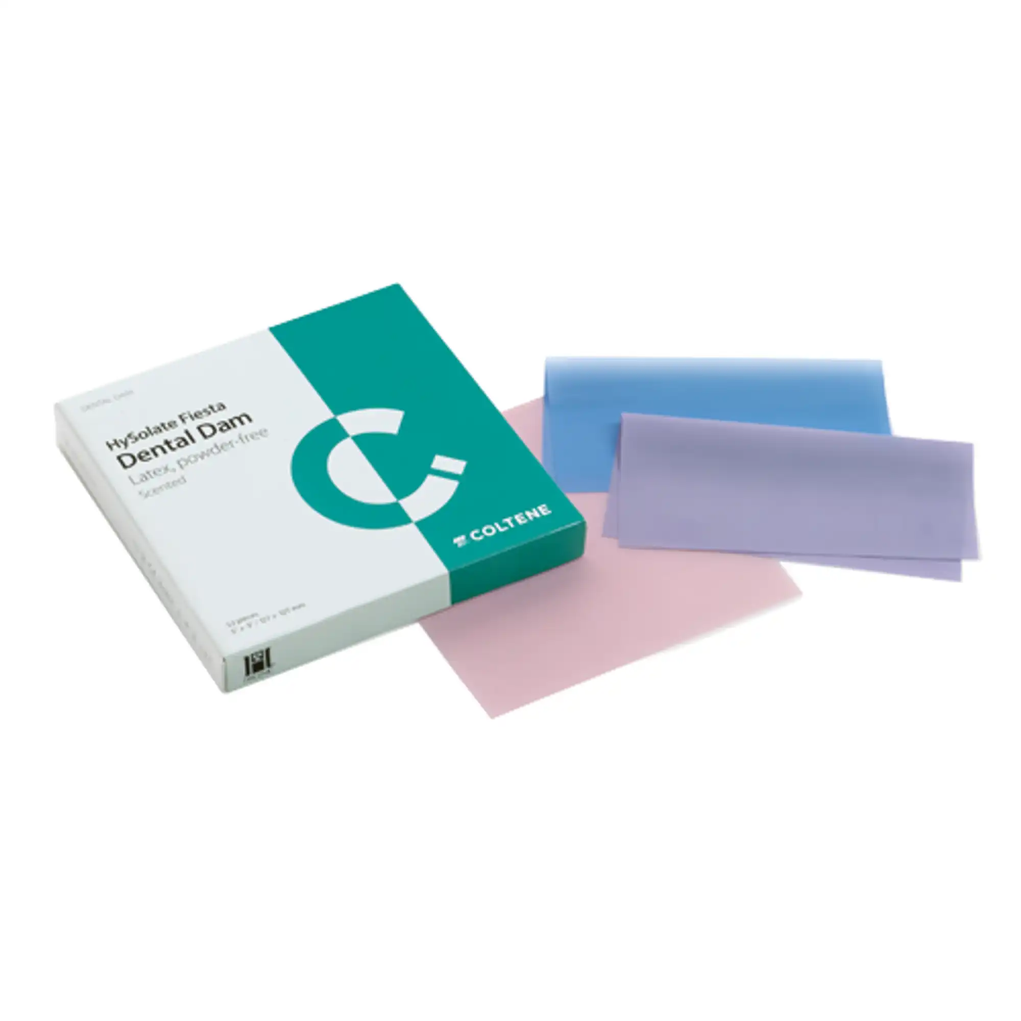 HySolate Fiesta Latex Dental Dam, 5" x 5" (127 x 127 mm), Medium, Assorted Colors, Fruit Scented, 52/Box, 60034435 thumbnail 2