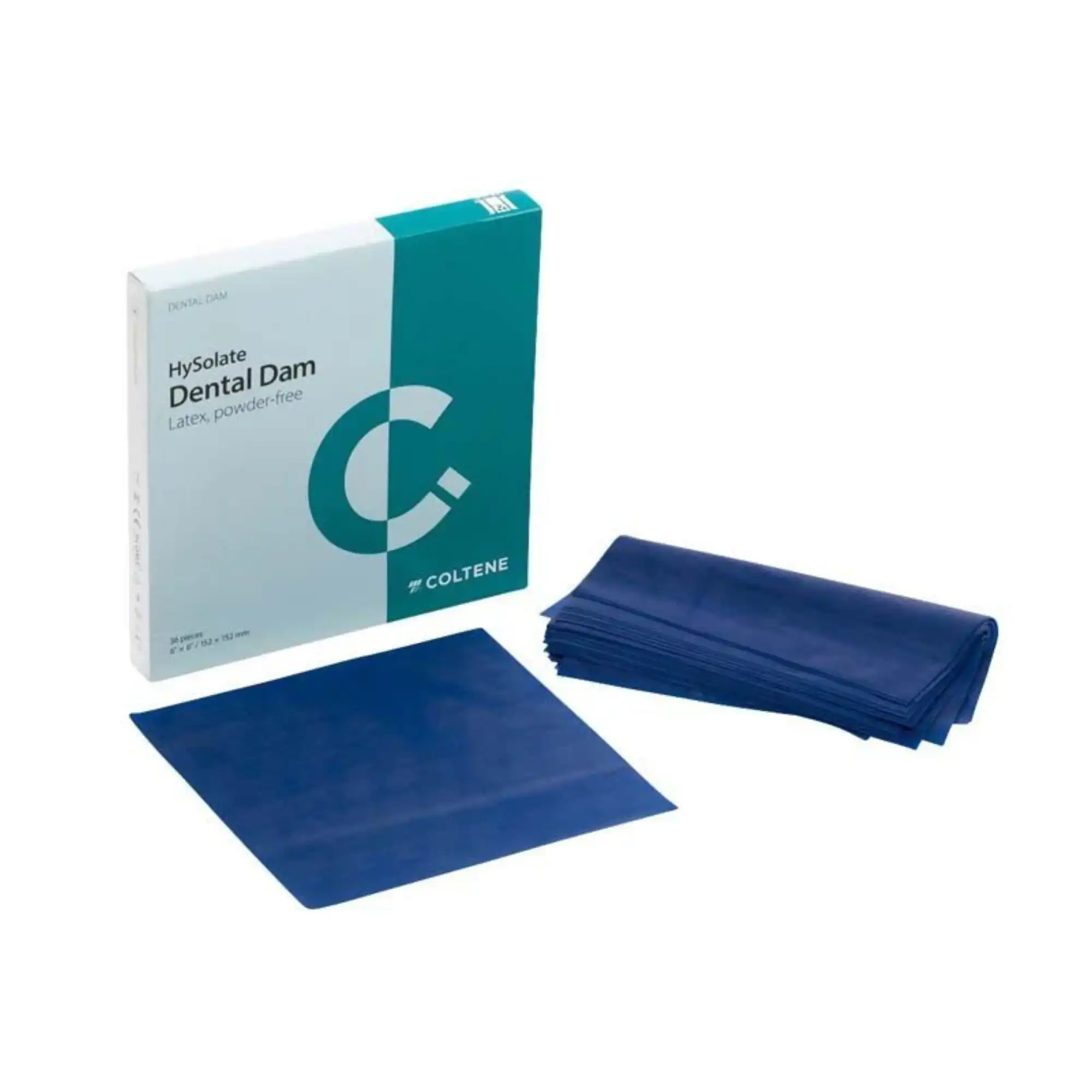 HySolate Latex Dental Dam, 6" x 6" (152 x 152 mm), Heavy, Blue, Unscented, Powder-Free, 36/Box, 60034443 thumbnail 2