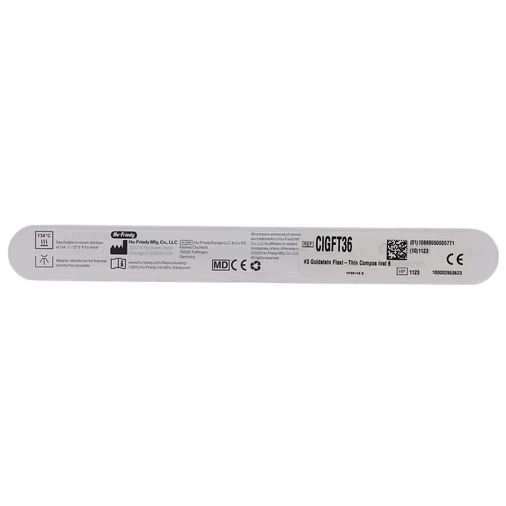 Hu-Friedy Goldstein Flexi-Thin Composite Instrument #3, Double-Ended, #6 Satin Steel Handle, CIGFT36 thumbnail 4