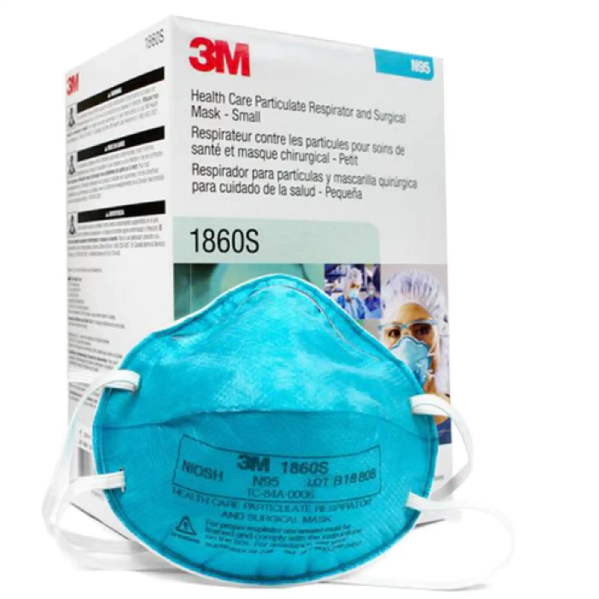 3M Health Care Particulate Respirator and Surgical Mask 1860S, N95, Small, 20/Box thumbnail 2