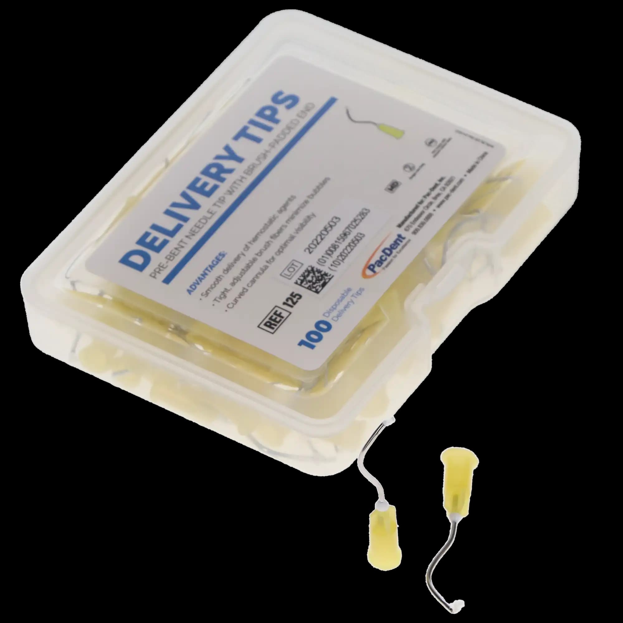 Pac-Dent iFlo Hemo-STAT Hemostatic Infusor Delivery Tips, Pre-Bent, Brush-Padded End, Yellow, 19 Gauge, 100/Pk, 125 thumbnail 3