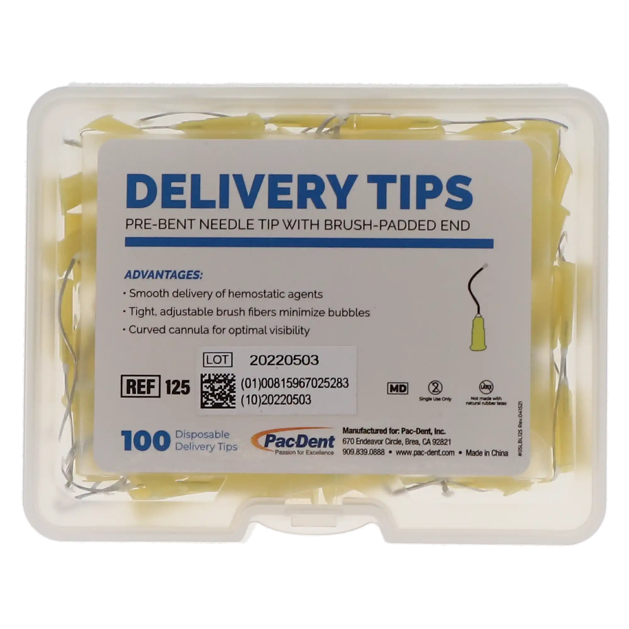 Pac-Dent iFlo Hemo-STAT Hemostatic Infusor Delivery Tips, Pre-Bent, Brush-Padded End, Yellow, 19 Gauge, 100/Pk, 125 thumbnail 4