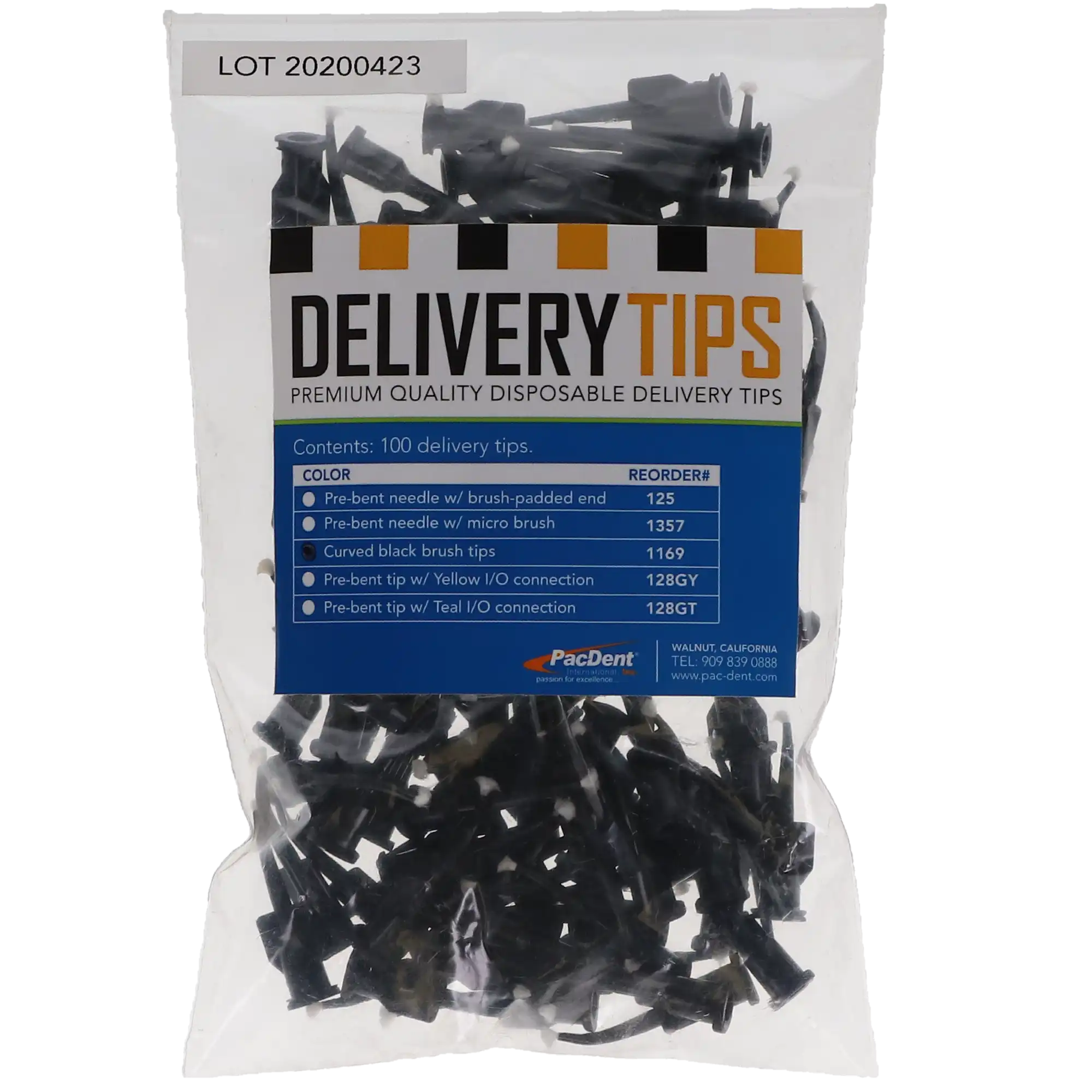 Pac-Dent iFlo EZVisc Curved Delivery Tips with Adjustable Brush, Black, 100/Pk, 1169 thumbnail 5