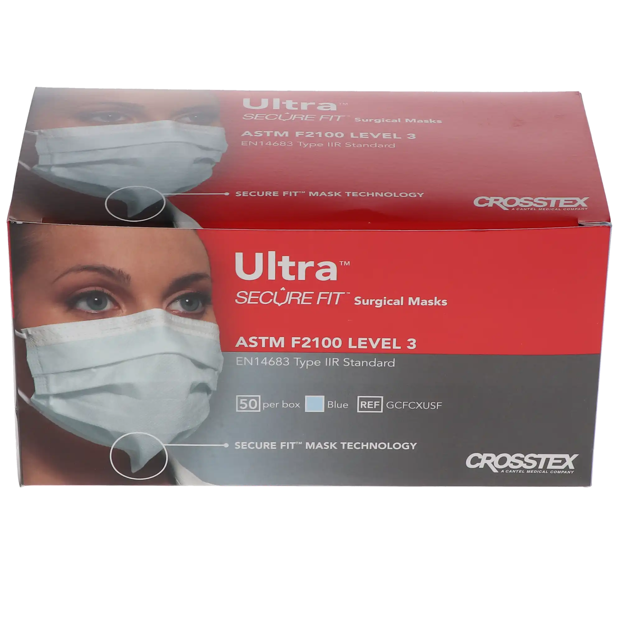 Crosstex Ultra SecureFit Earloop Surgical Face Mask, ASTM Level 3, Blue, 50/Box, GCFCXUSF thumbnail 14