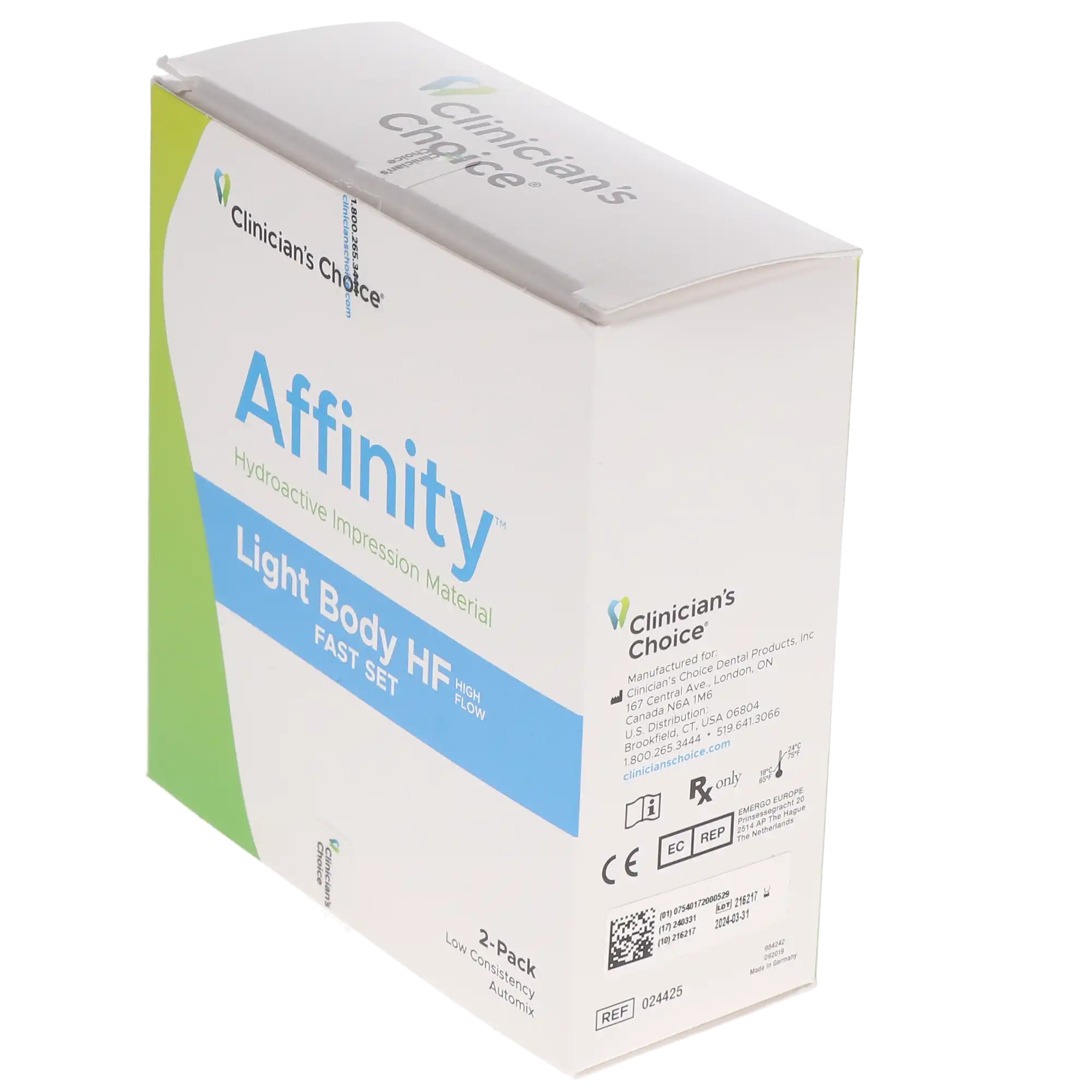 Affinity Hydroactive Light Body VPS Impression Material, Fast Set, with Tips, 2/Pk, 24425 thumbnail 3