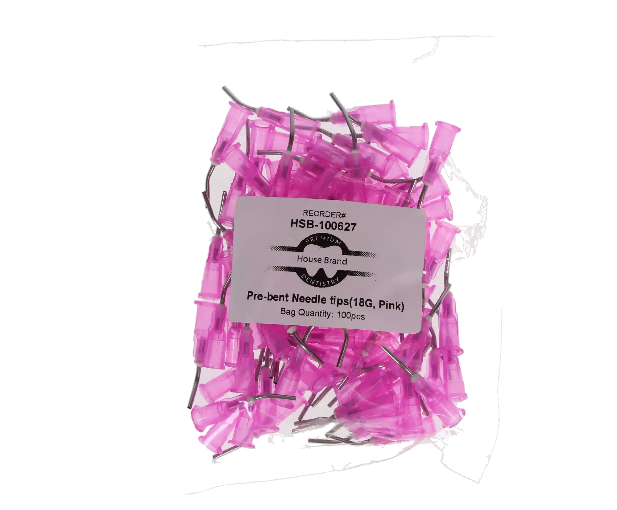 Pre-Bent Applicator Tips, 18 Gauge, Pink (Liner), 100/Pk, 100627 thumbnail 4