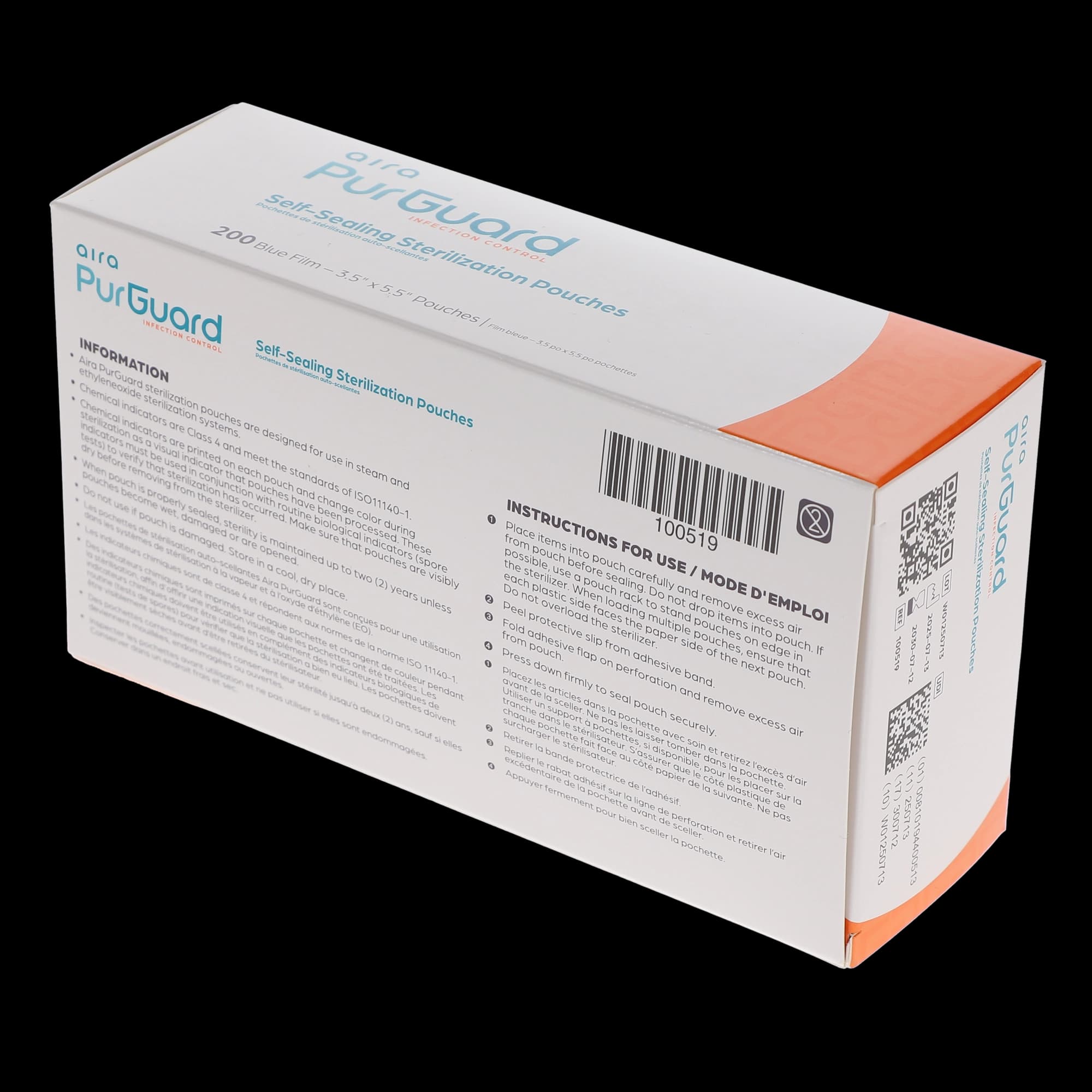 Aira Self-Sealing Sterilization Pouch, Class 4, Paper/Blue Film, 3.50" x 5.5", 200/Box, 100519 thumbnail 3