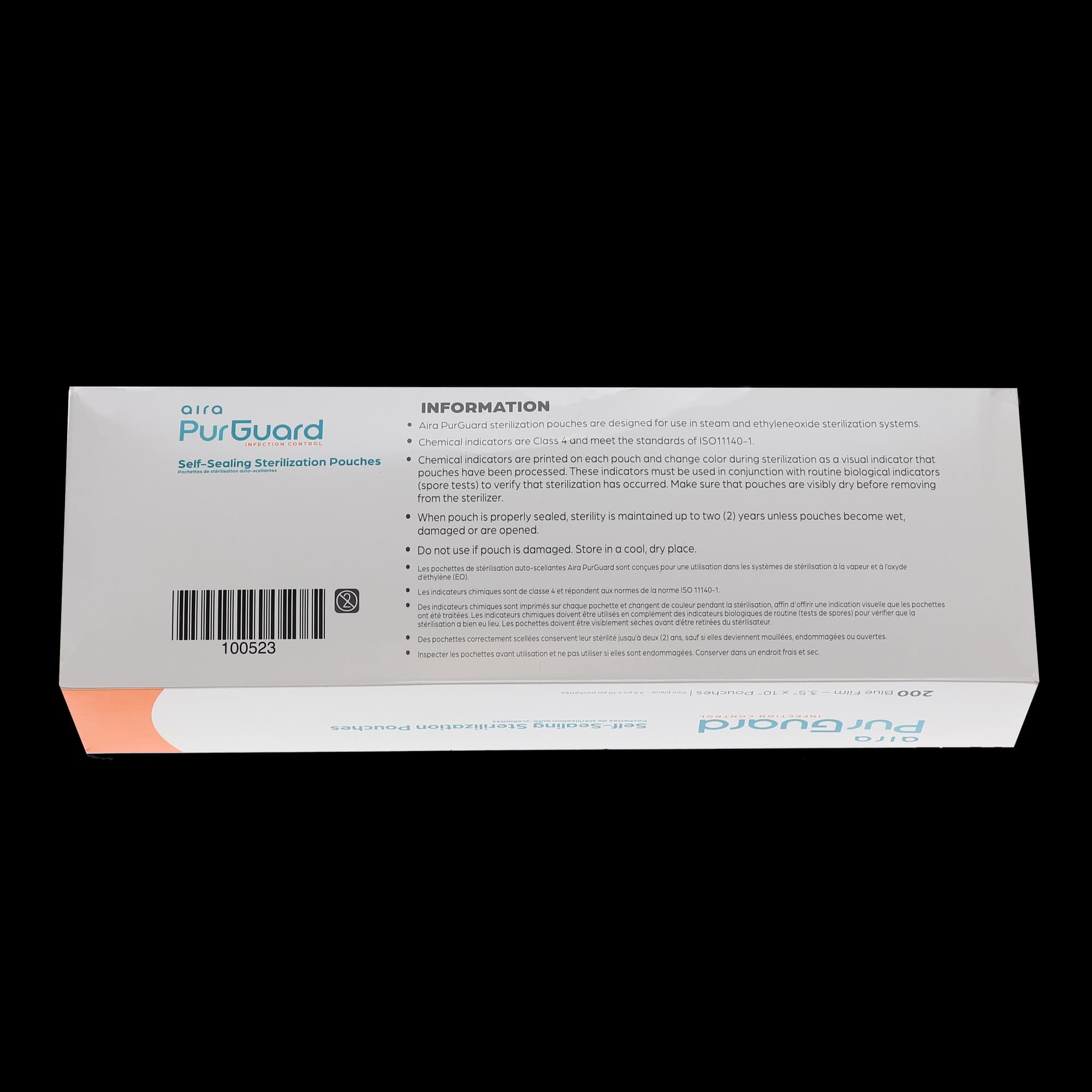 Aira Self-Sealing Sterilization Pouch, Class 4, Paper/Blue Film, 3.50" x 10", 200/Box, 100523 thumbnail 3