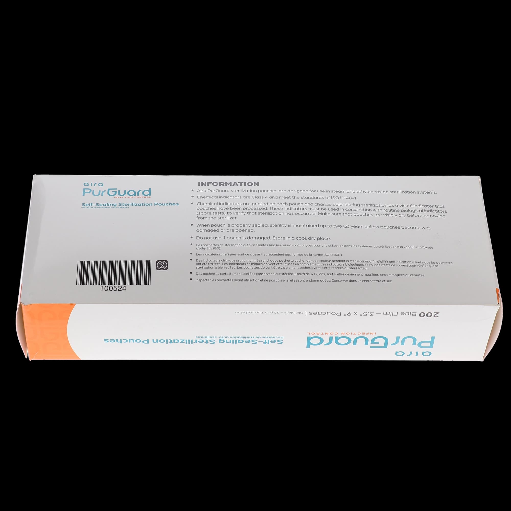 Aira Self-Sealing Sterilization Pouch, Class 4, Paper/Blue Film, 3.50" x 9", 200/Box, 100524 thumbnail 3