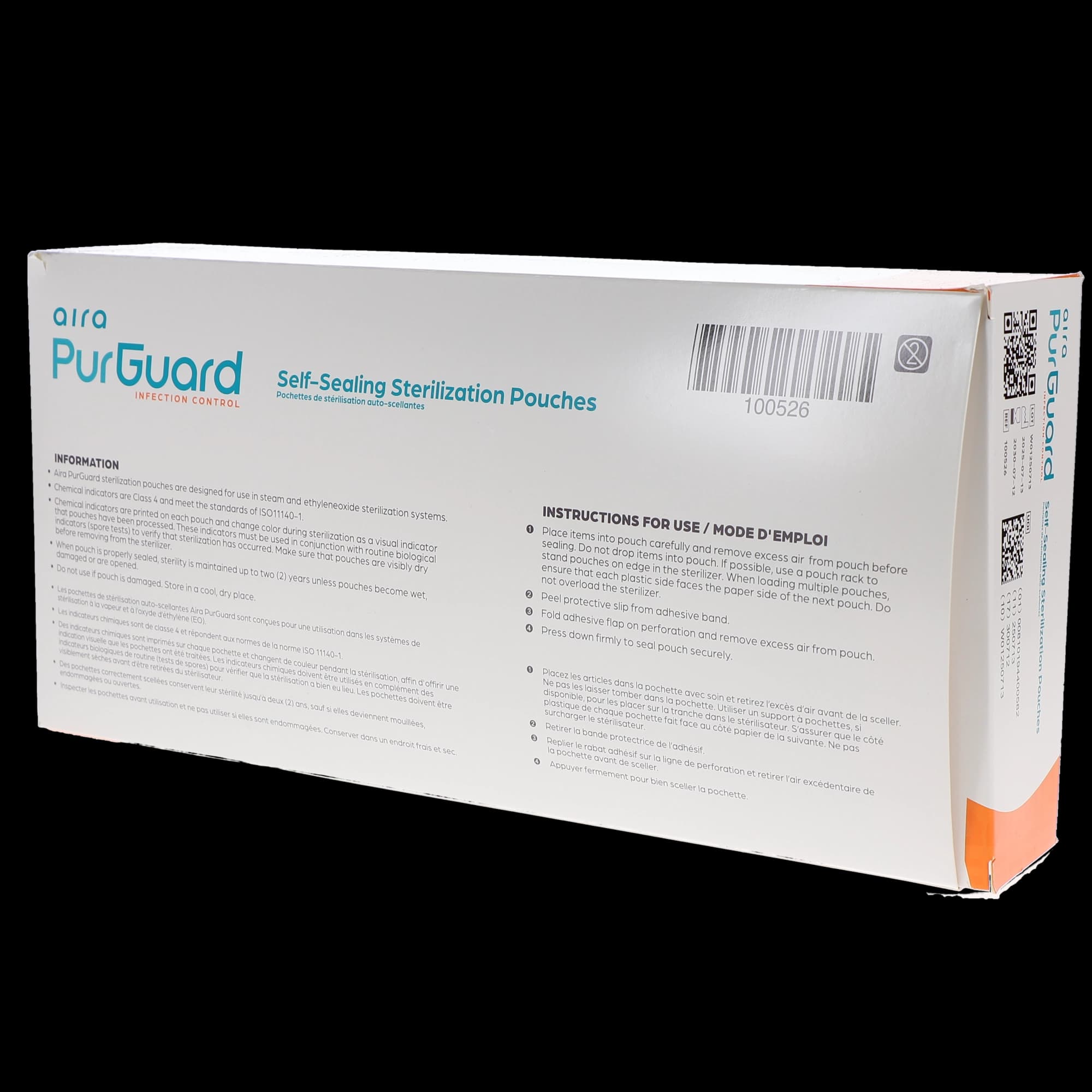 Aira Self-Sealing Sterilization Pouch, Class 4, Paper/Blue Film, 5.25" x 10", 200/Box, 100526 thumbnail 3