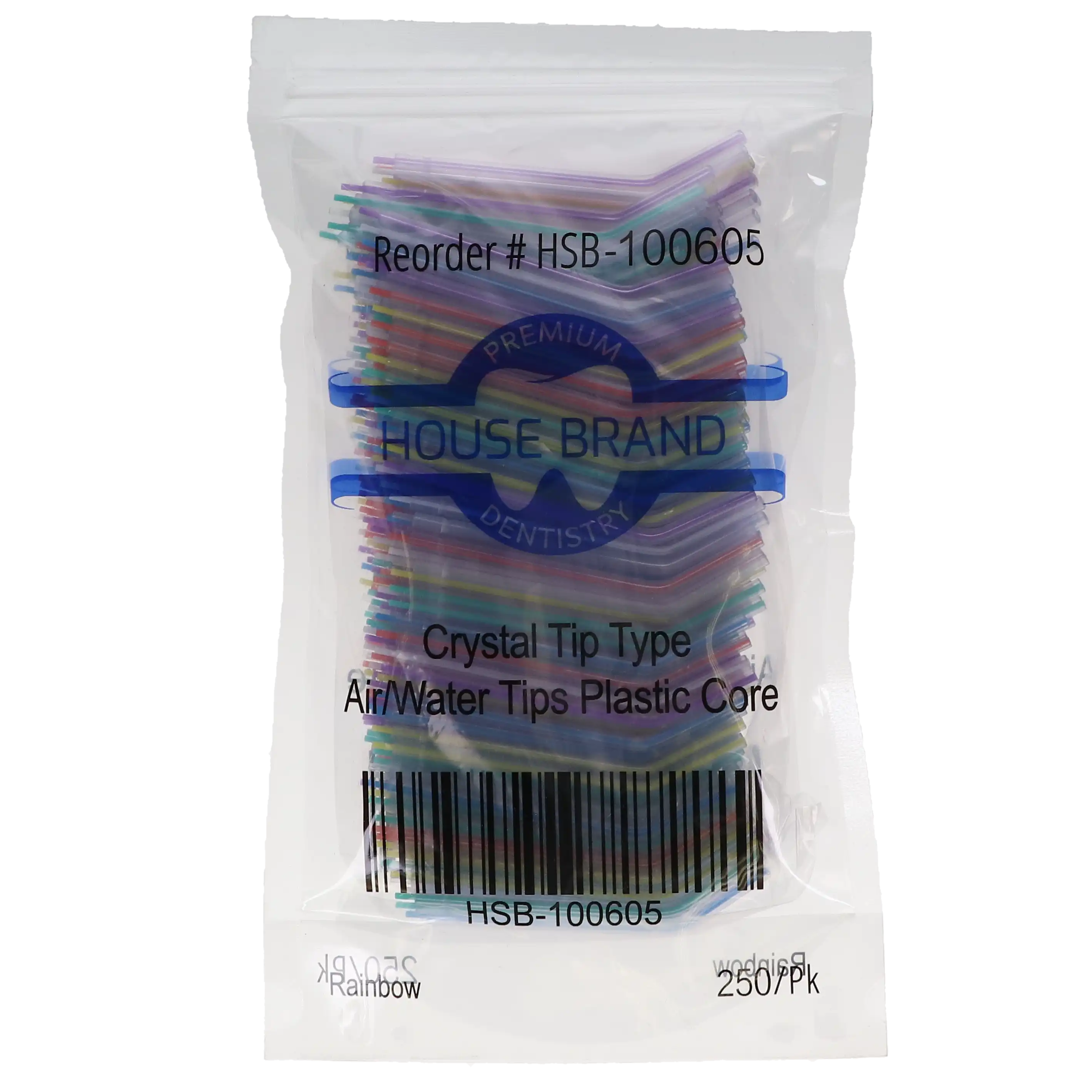 Crystal Tip Type Air/Water Syringe Tips, Plastic Core, Rainbow, 250/Pk, 100605 thumbnail 4