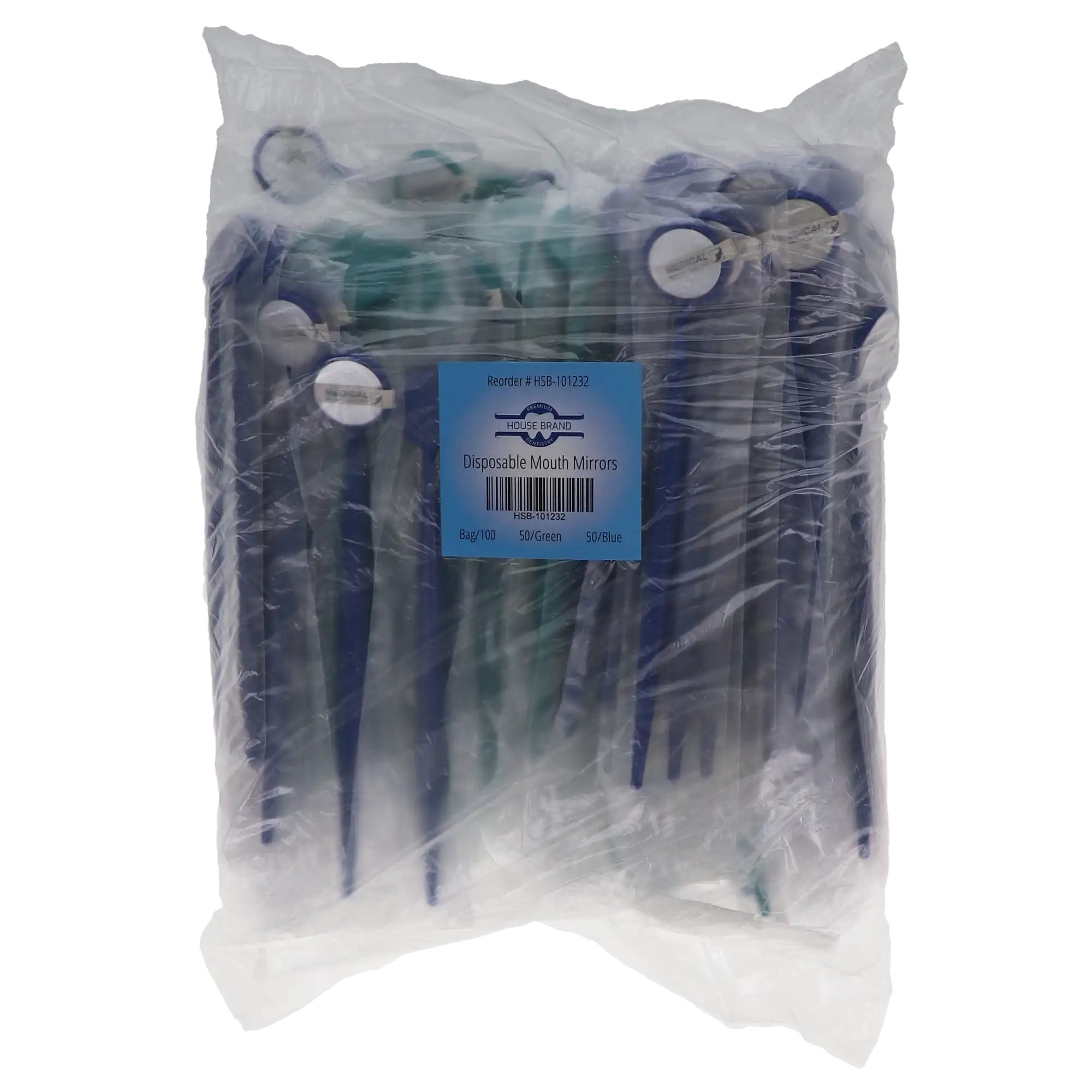 Disposable Mouth Mirrors, Plastic, 100/Bag (50 Green/50 Blue), 101232 thumbnail 4