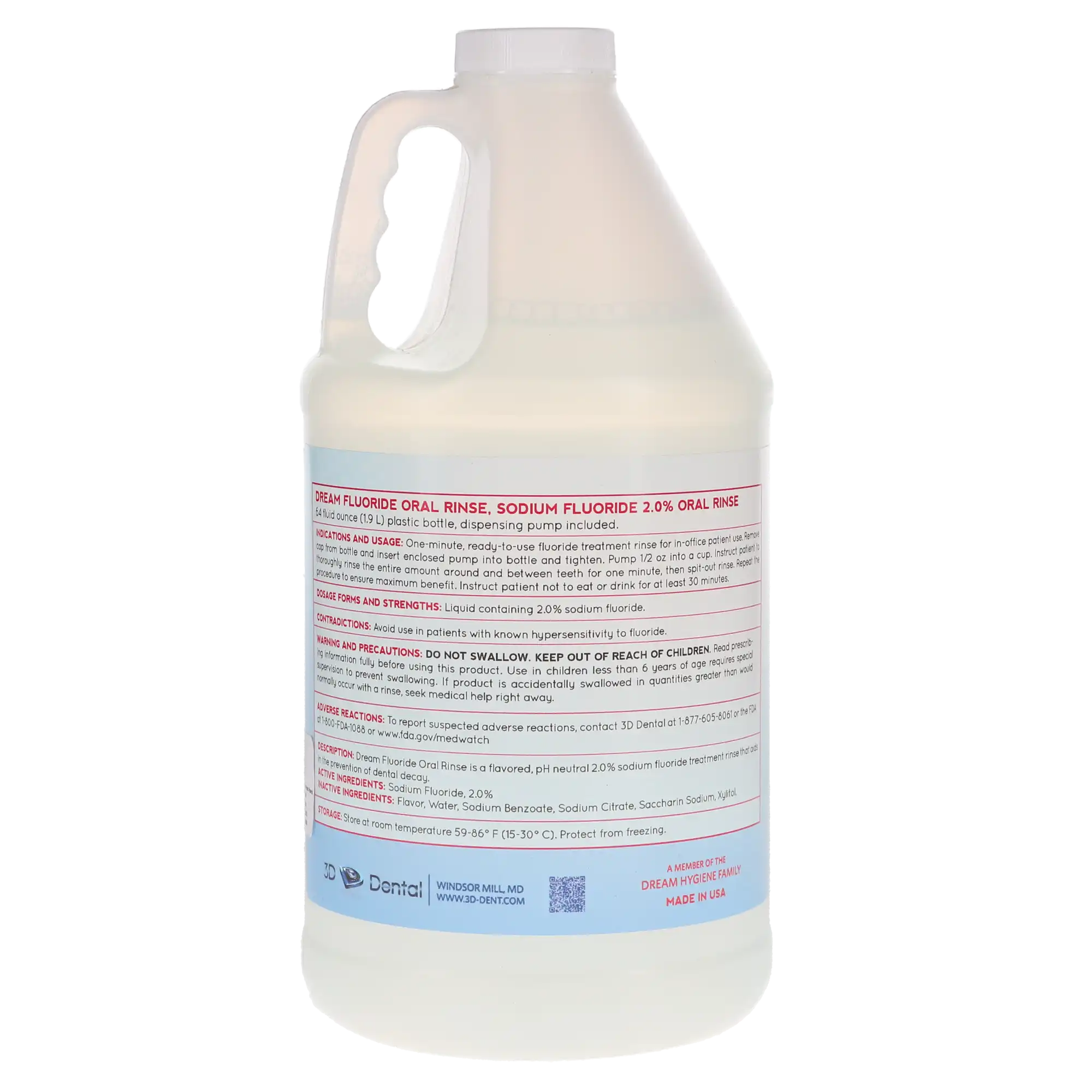 Fluoride Oral Rinse, Fruit Punch, 64 oz Bottle, 2% Sodium Fluoride, Dye-Free, 102050 thumbnail 2