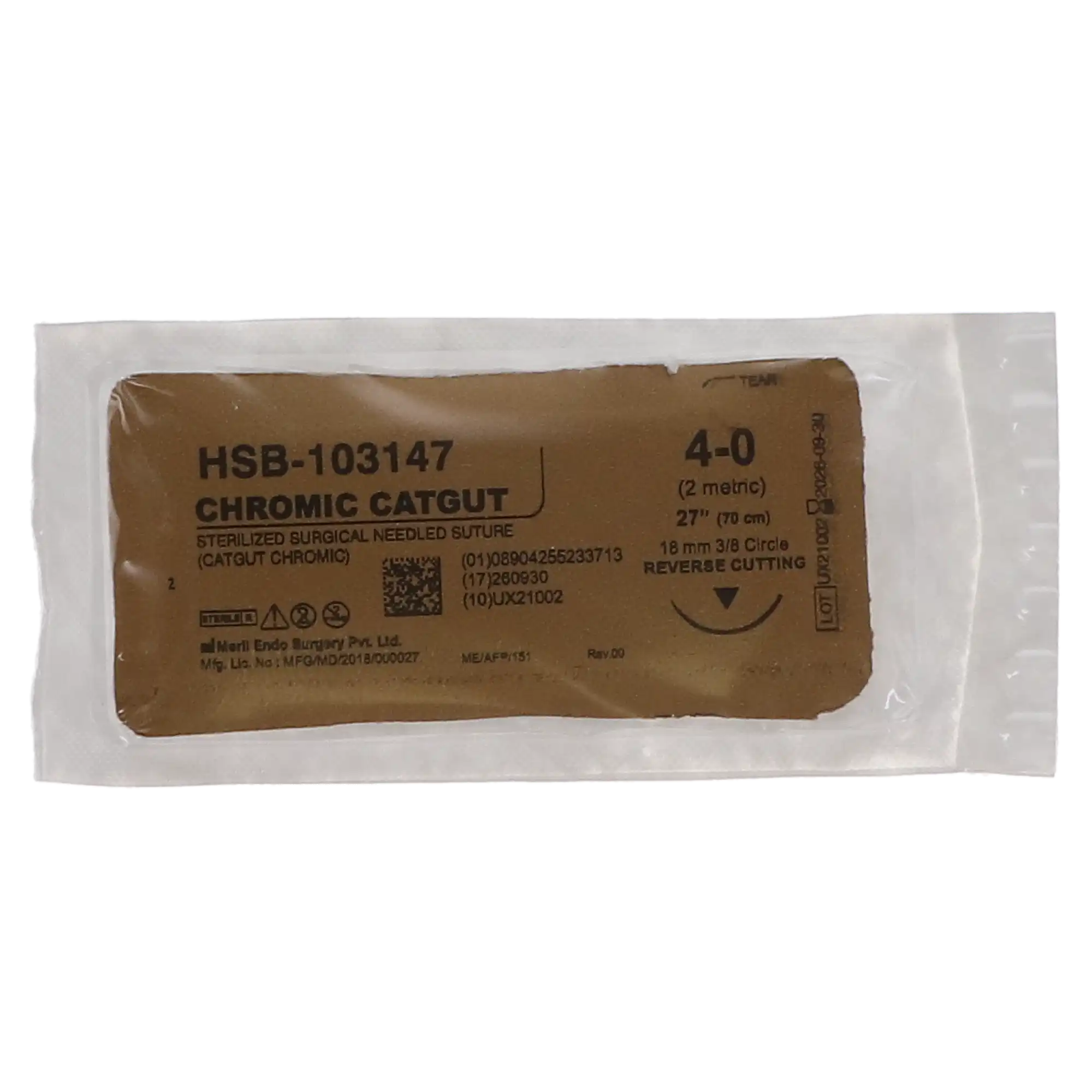 HSB Chromic Gut Suture, C-6 Needle, 4-0, 27" (Equivalent to Look 559B), 12/Bx thumbnail 2