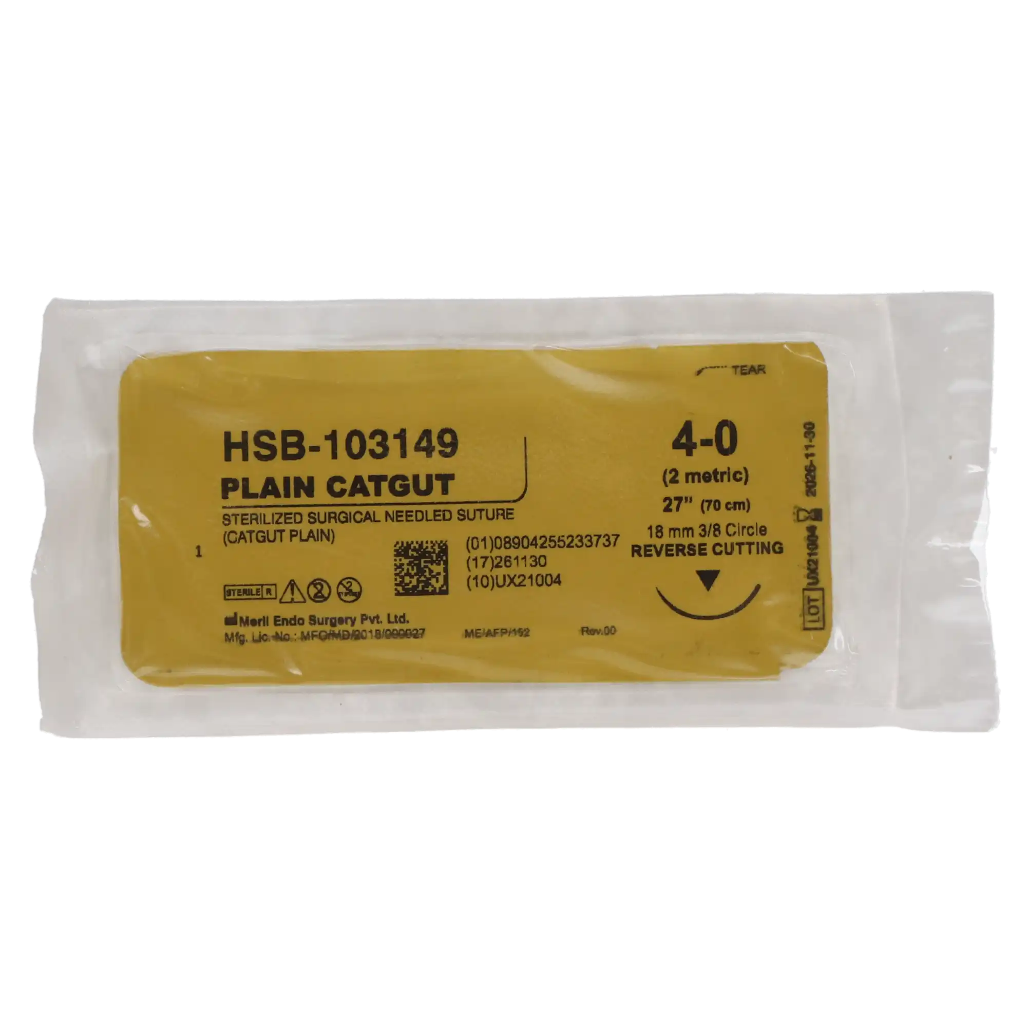 HSB Plain Gut Suture, Size 4-0, C-6 Needle, 27" Length, 12/Bx thumbnail 2
