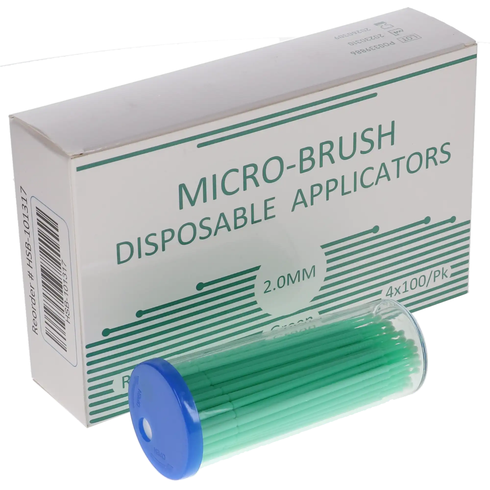 Micro-Brush Disposable Applicators, Regular, Green, 4 x 100/Pk thumbnail 2