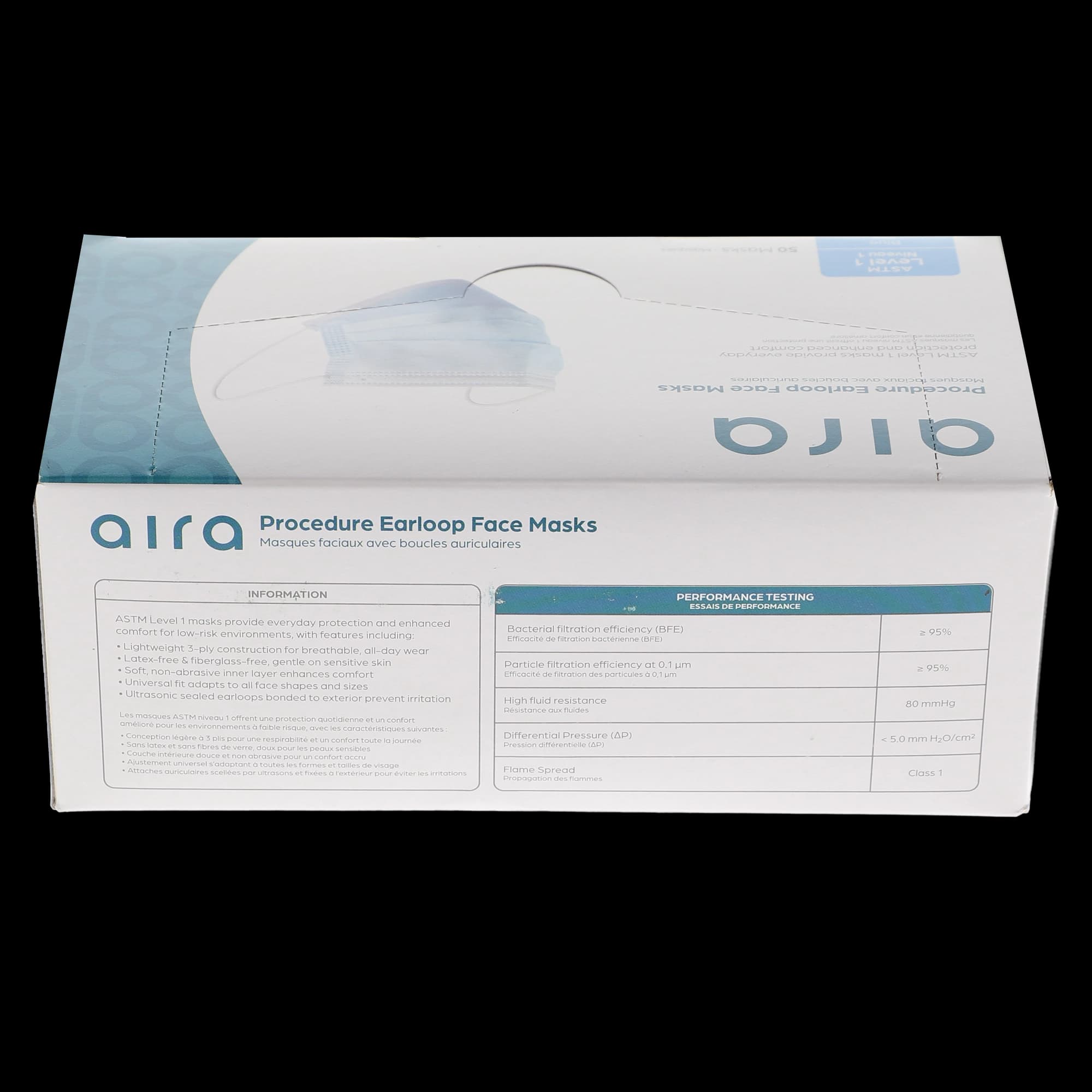 Aira Earloop 3-Ply Procedural Masks, ASTM Level 1, Blue, 50/Box, 109111 thumbnail 3