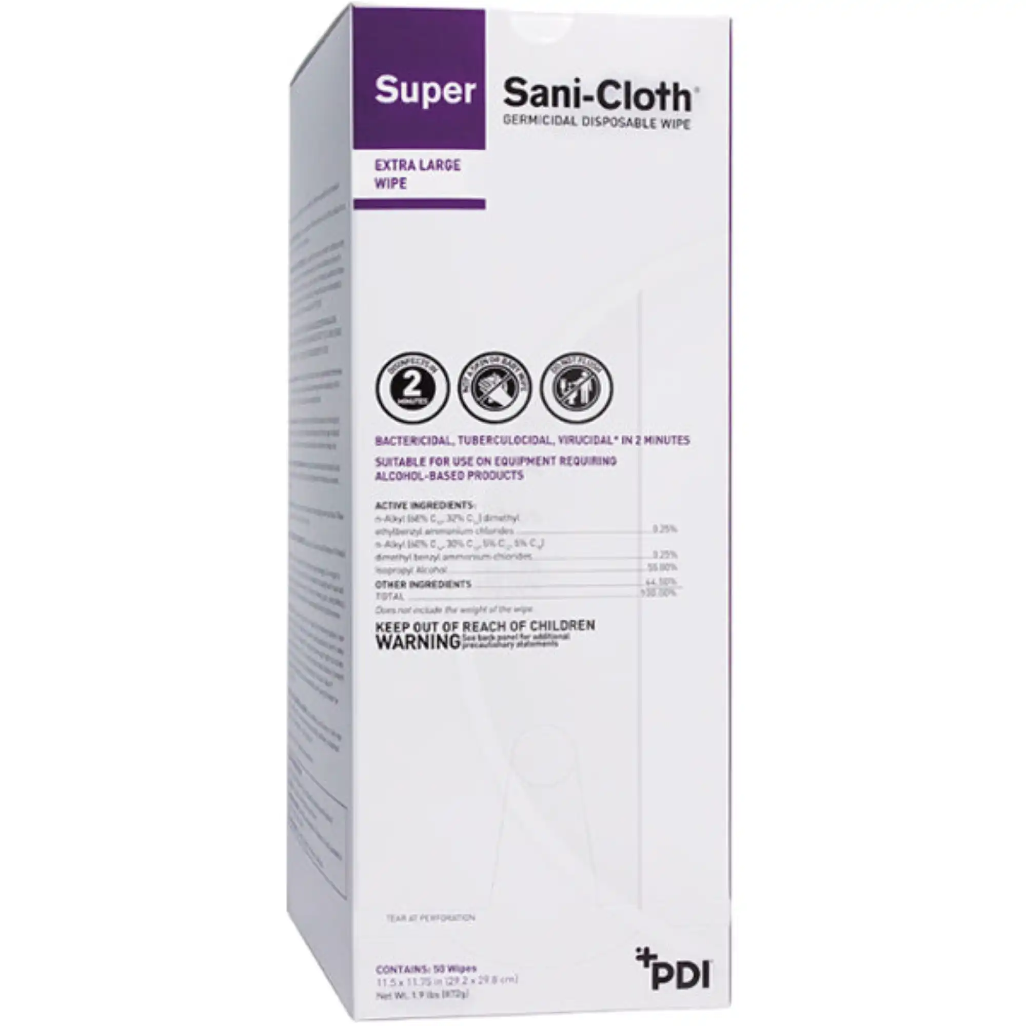 Super Sani-Cloth Germicidal Disposable Wipe, X-Large, 11.5" x 11.75", Individual Packets, 50/Box, U87295 thumbnail 8
