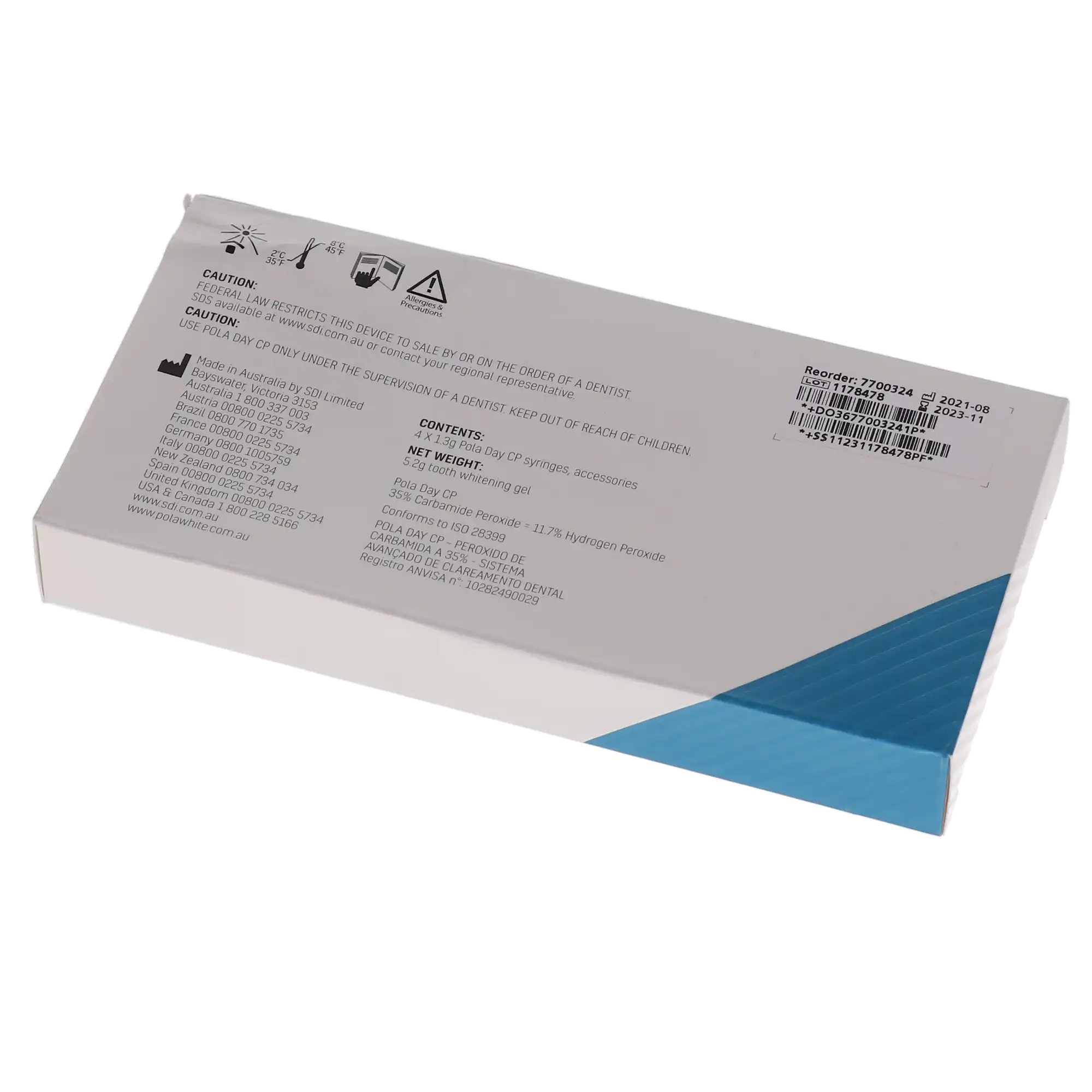 SDI Pola Day CP 35% Carbamide Peroxide Take-Home Tooth Whitening Mini Kit, 4 x 1.3 g Syringes, Spearmint, 7700324 thumbnail 4