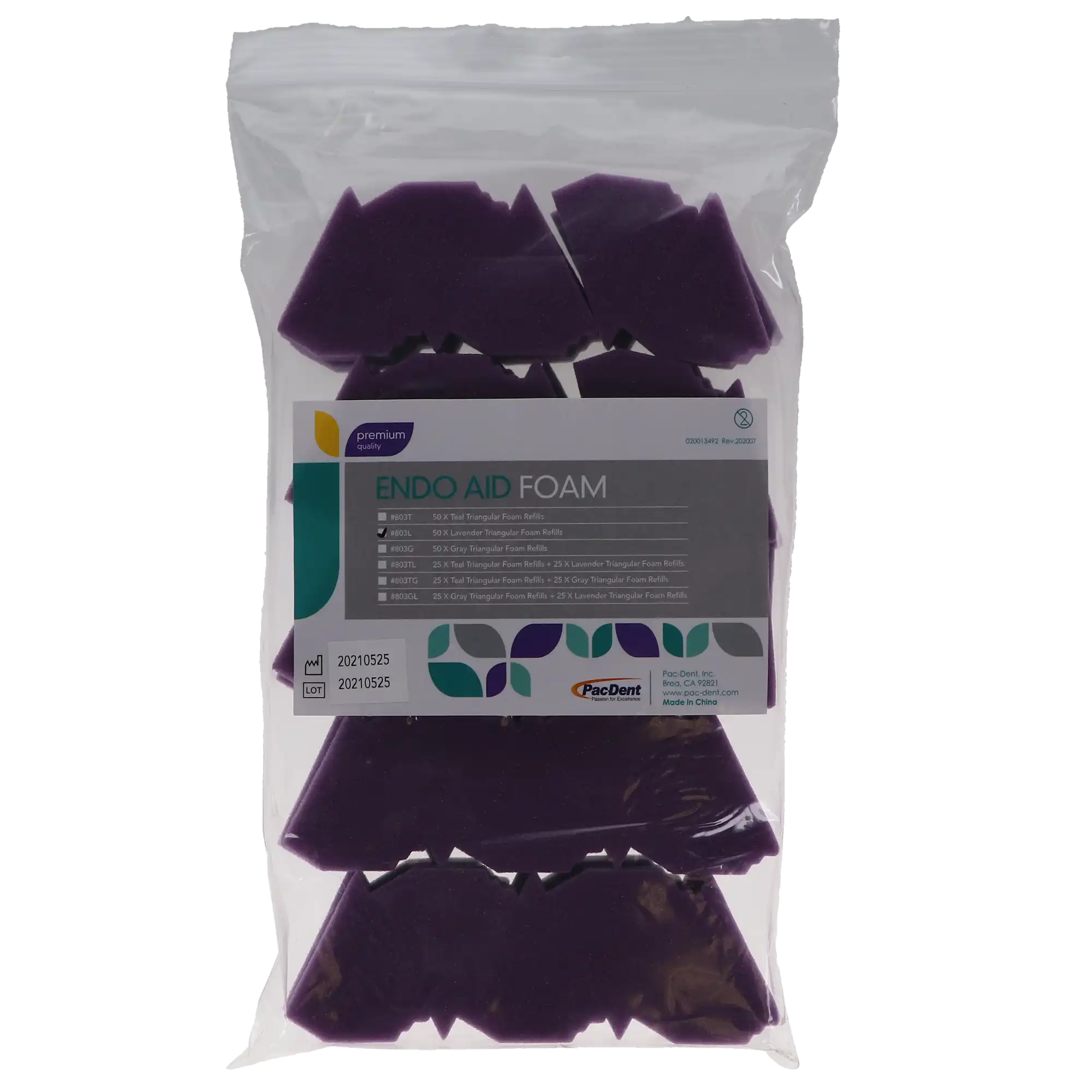 Pac-Dent Endo Aid Lavender Triangle Foam Refills, 50/Pk, #803L thumbnail 4
