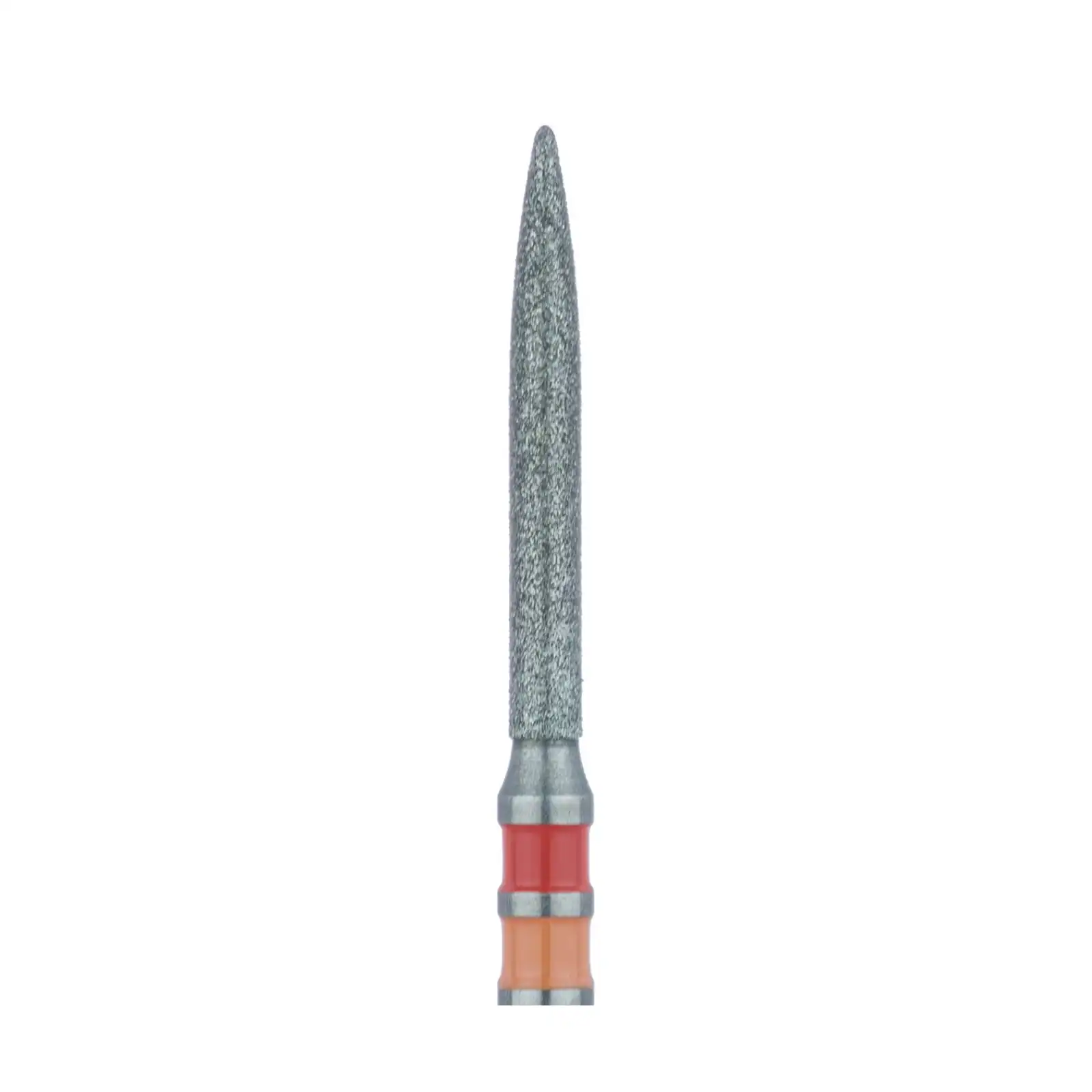 Meisinger Zirconia Diamond Bur, Friction Grip, Long Flame, Fine Grit, Red Ring, 1.2 mm, 5/Pk, Z863F-012-FG thumbnail 3
