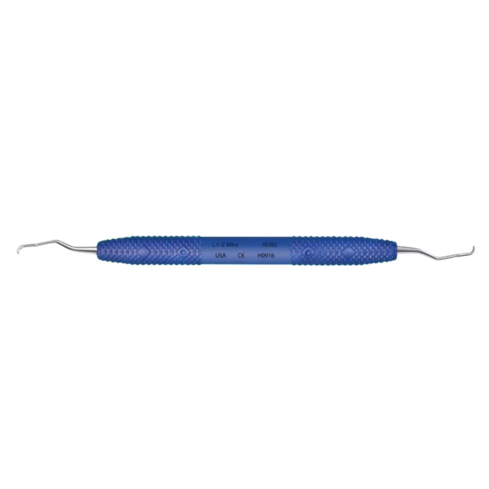 PDT Cruise Line Universal Curette, Langer 1-2 Mini, Double-Ended, Blue Resin Handle, R082 thumbnail 2