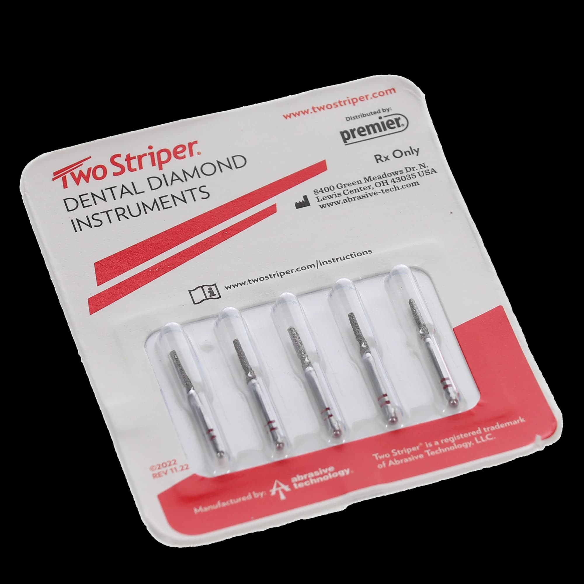 Two Striper Diamond Burs, FG, Round-End Taper, 782.8, 1.5 mm, Fine, Red, 5/Pk, 2015434 thumbnail 4