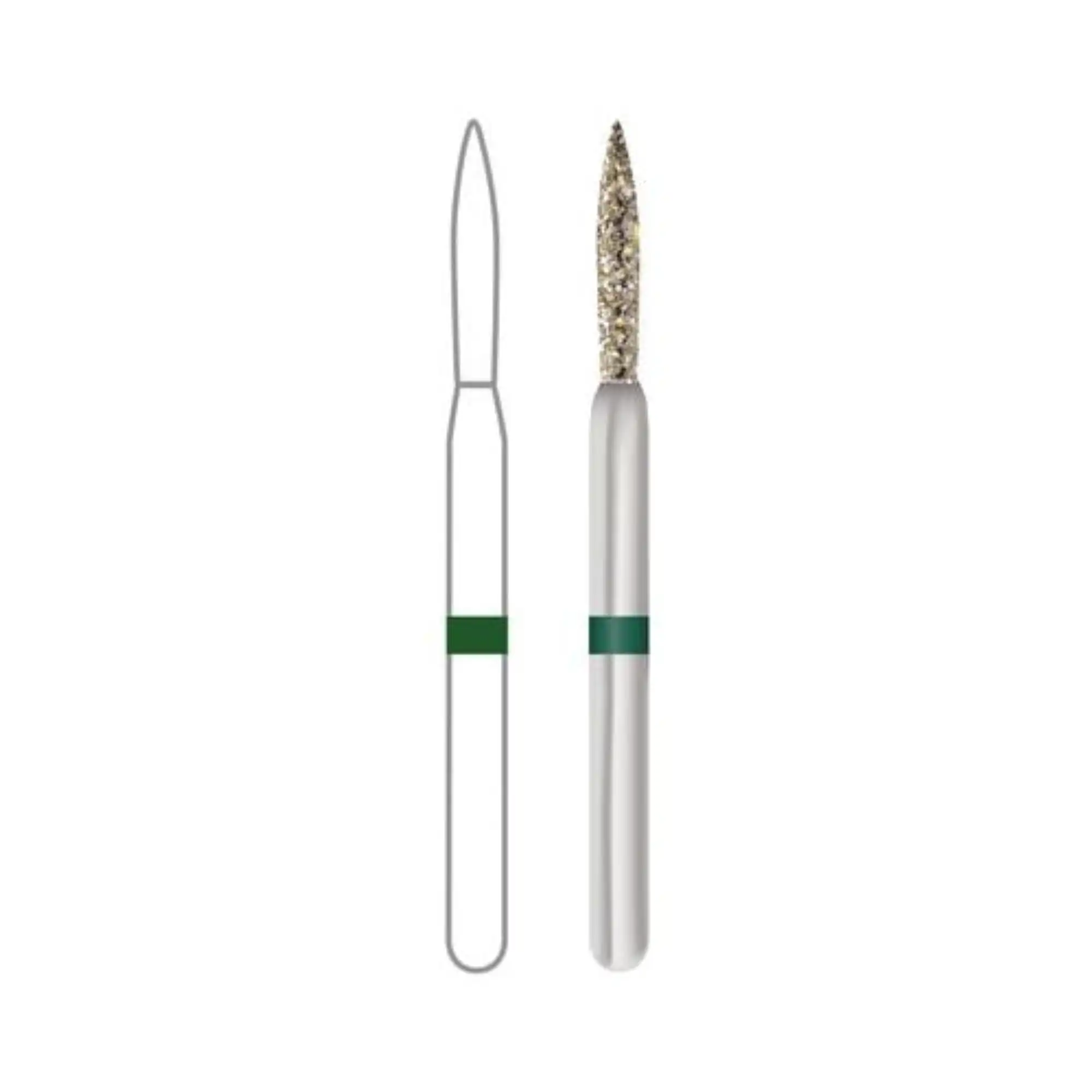 Midwest Once Sterile Single-Use Diamond Burs, FG, Flame, #862, 1.0 mm, Coarse, Green, 25/Pk - Midwest Once Sterile Single-Use Diamond Burs, FG, Flame, # 862, 1.0 mm, Coarse, Green, 25/Pk - Image 1