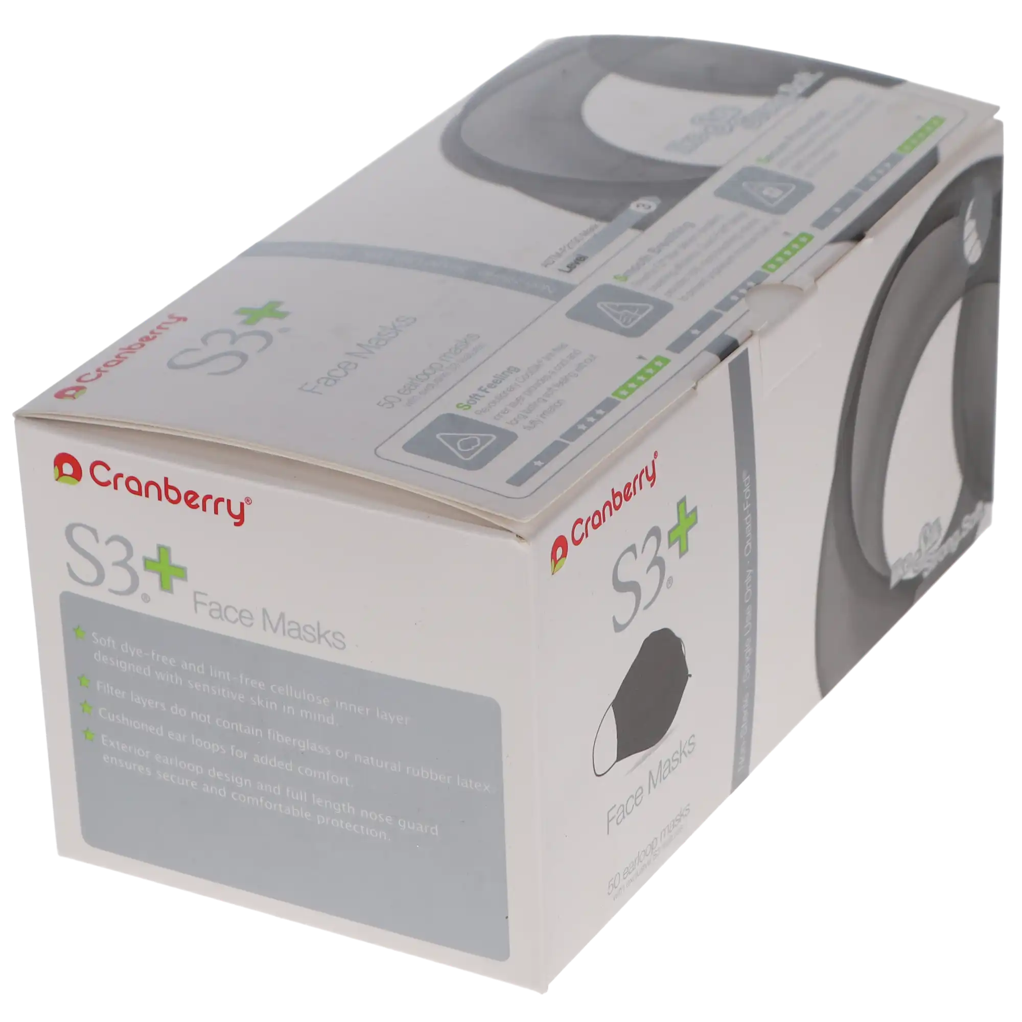 Cranberry S3+ ASTM Level 3 Procedure Face Mask, Black, Ear Loop, 50/Box, S3160K thumbnail 13
