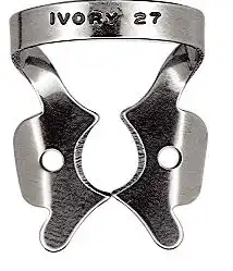 Ivory Rubber Dam Clamp, Winged, Stainless Steel, #27 Regular Molar, 50057372 thumbnail 2