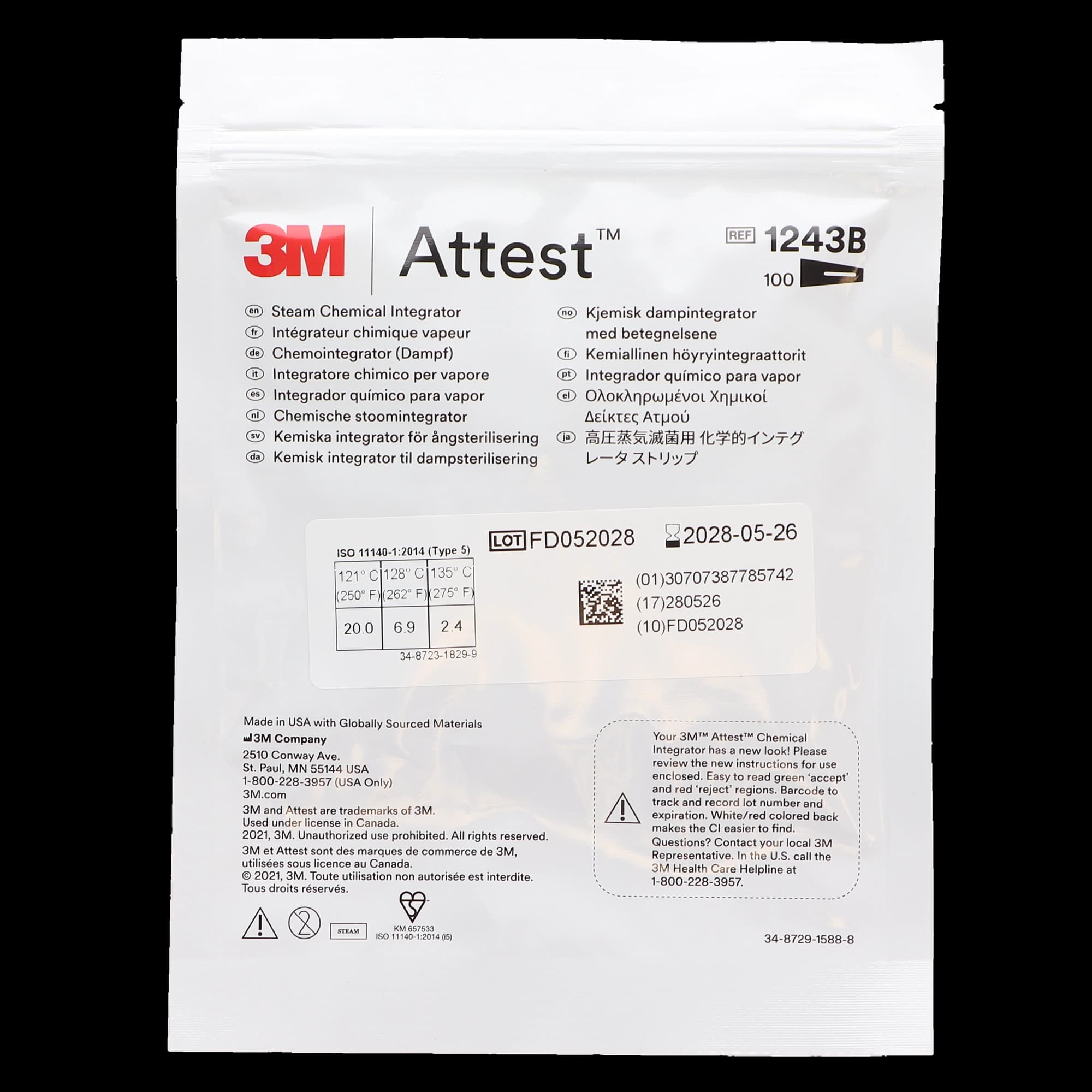 3M Comply SteriGage Steam Chemical Integrator 1243B, Type 5, 2" x 3/4", 100/Bag thumbnail 6