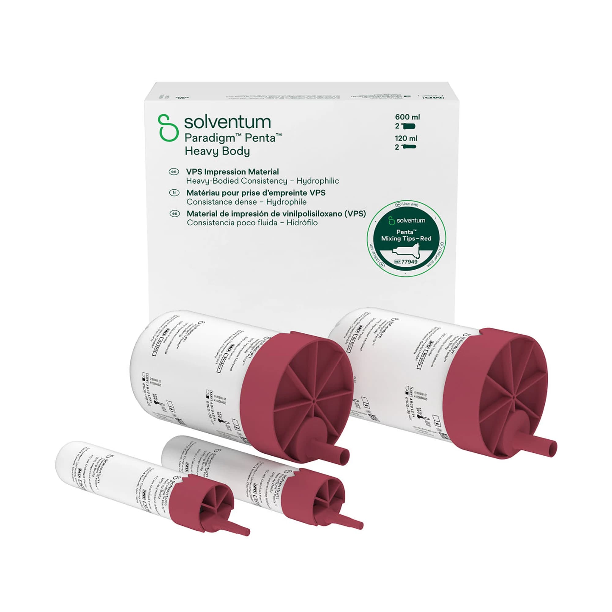 Solventum Paradigm Penta Heavy Body VPS Impression Material, Regular Set Refill, 2 x 300 mL Base + 2 x 60 mL Catalyst, Pink, 36716 thumbnail 3