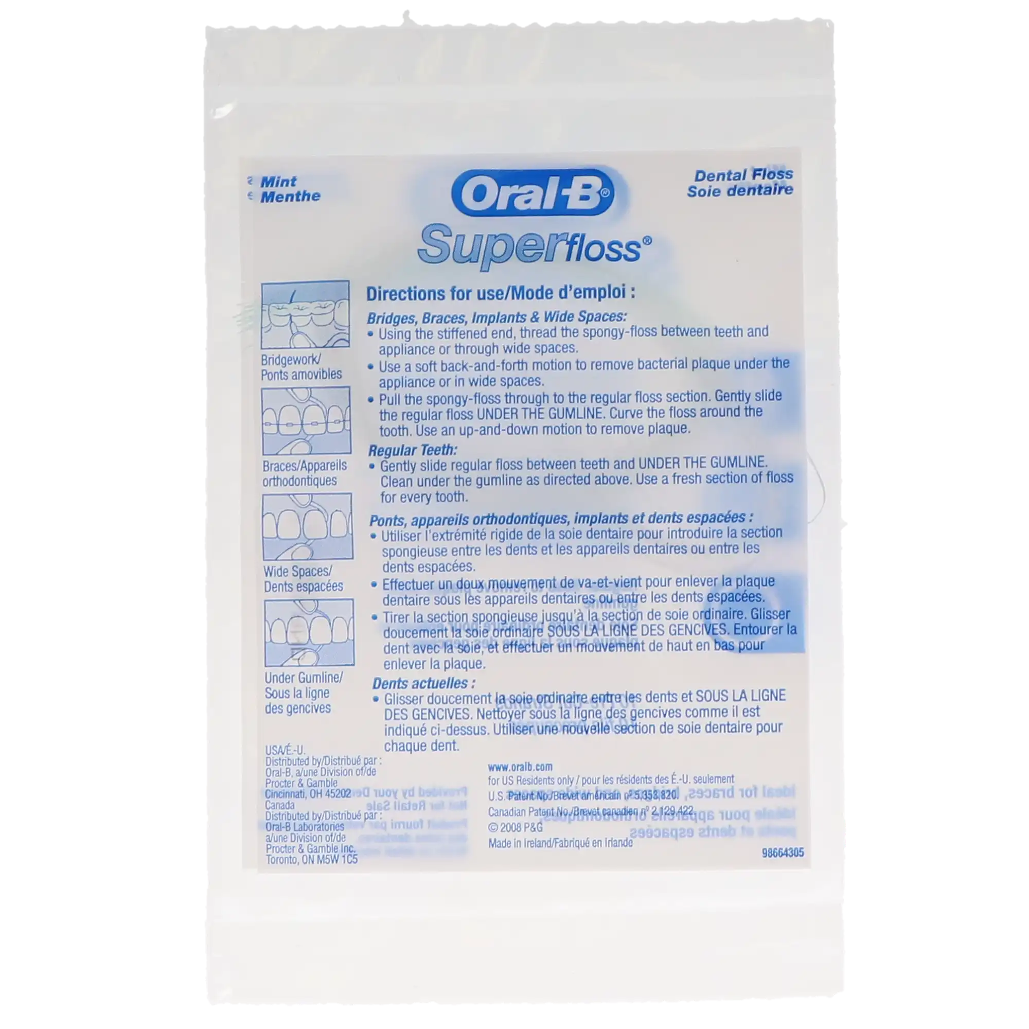 Oral-B Super Floss Sample Pack, Mint, Pre-Measured Strands, 10/Bx, 100 Bx/Case, 13265221 thumbnail 3