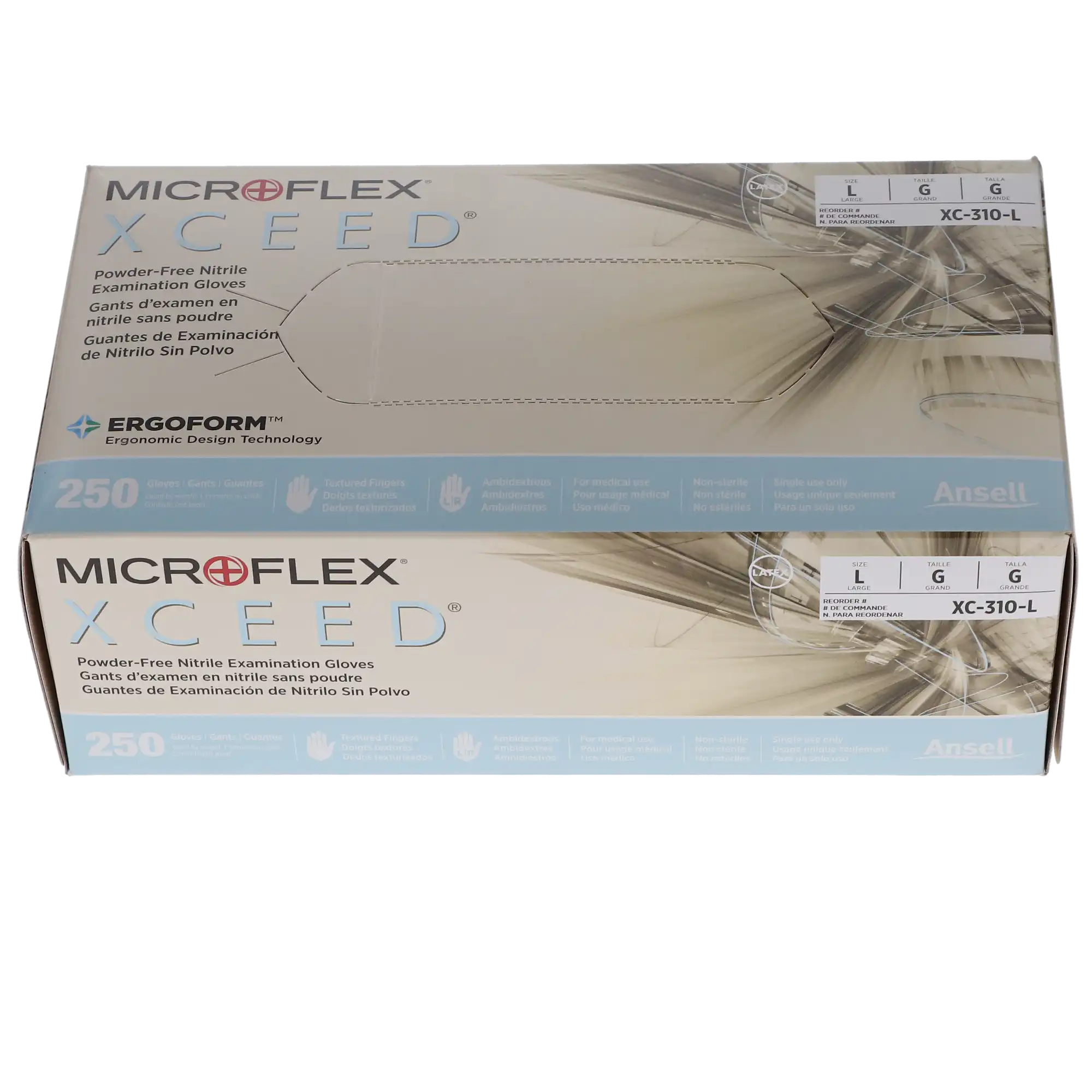 XCEED® Nitrile Examination Gloves, Powder Free, Latex Free, Non-Sterile, Large, Blue, Textured Fingertips, 250/Box, XC-310-L thumbnail 6