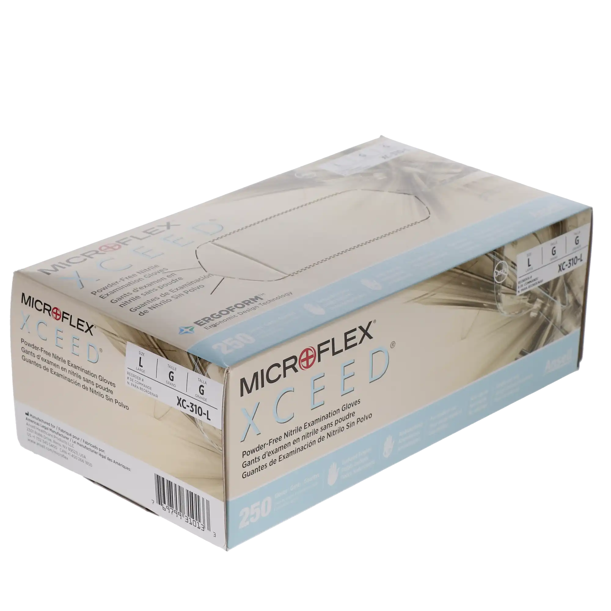XCEED® Nitrile Examination Gloves, Powder Free, Latex Free, Non-Sterile, Large, Blue, Textured Fingertips, 250/Box, XC-310-L thumbnail 7
