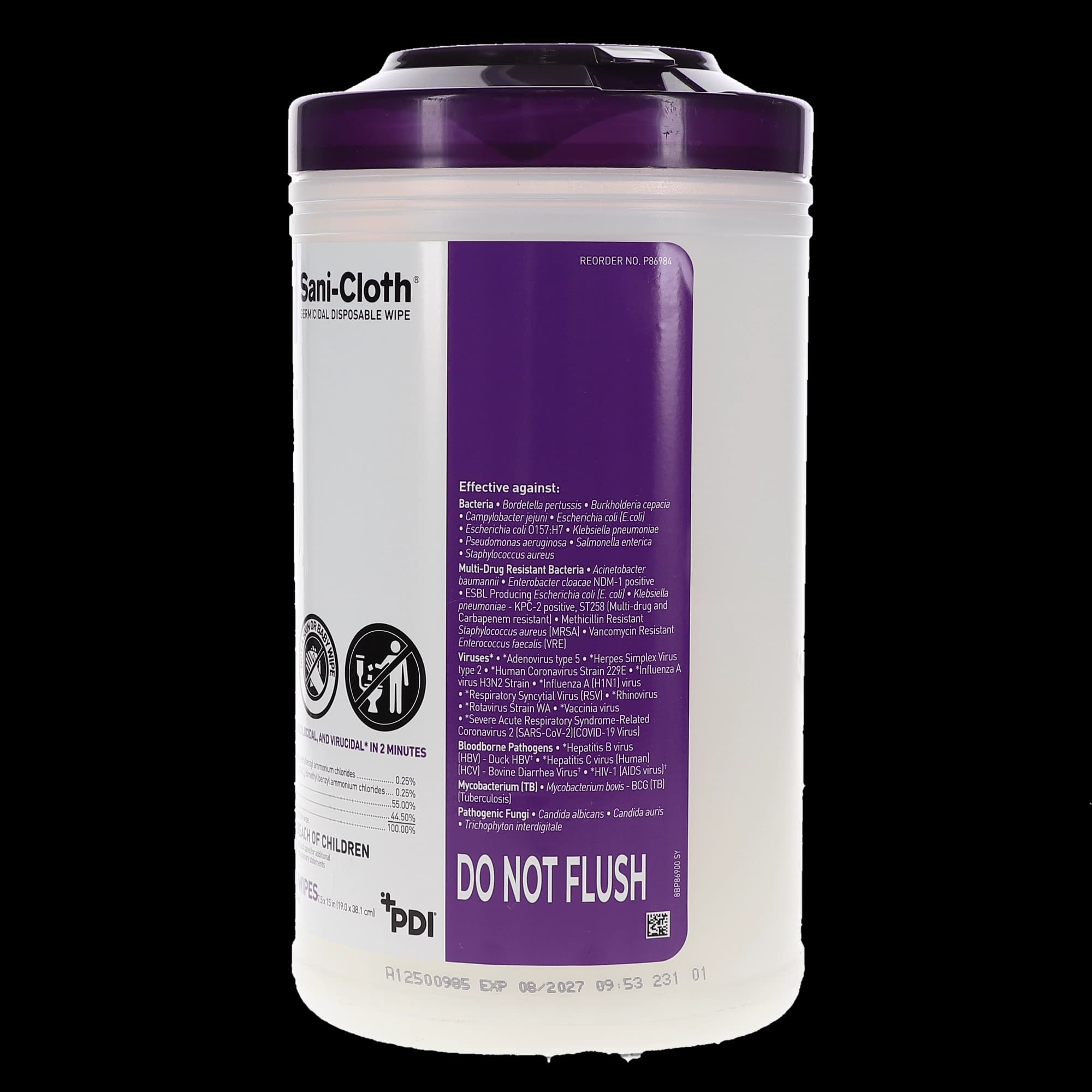 PDI Super Sani-Cloth Germicidal Disposable Wipes, X-Large, 7.5" x 15", 75/Canister, P86984 thumbnail 8