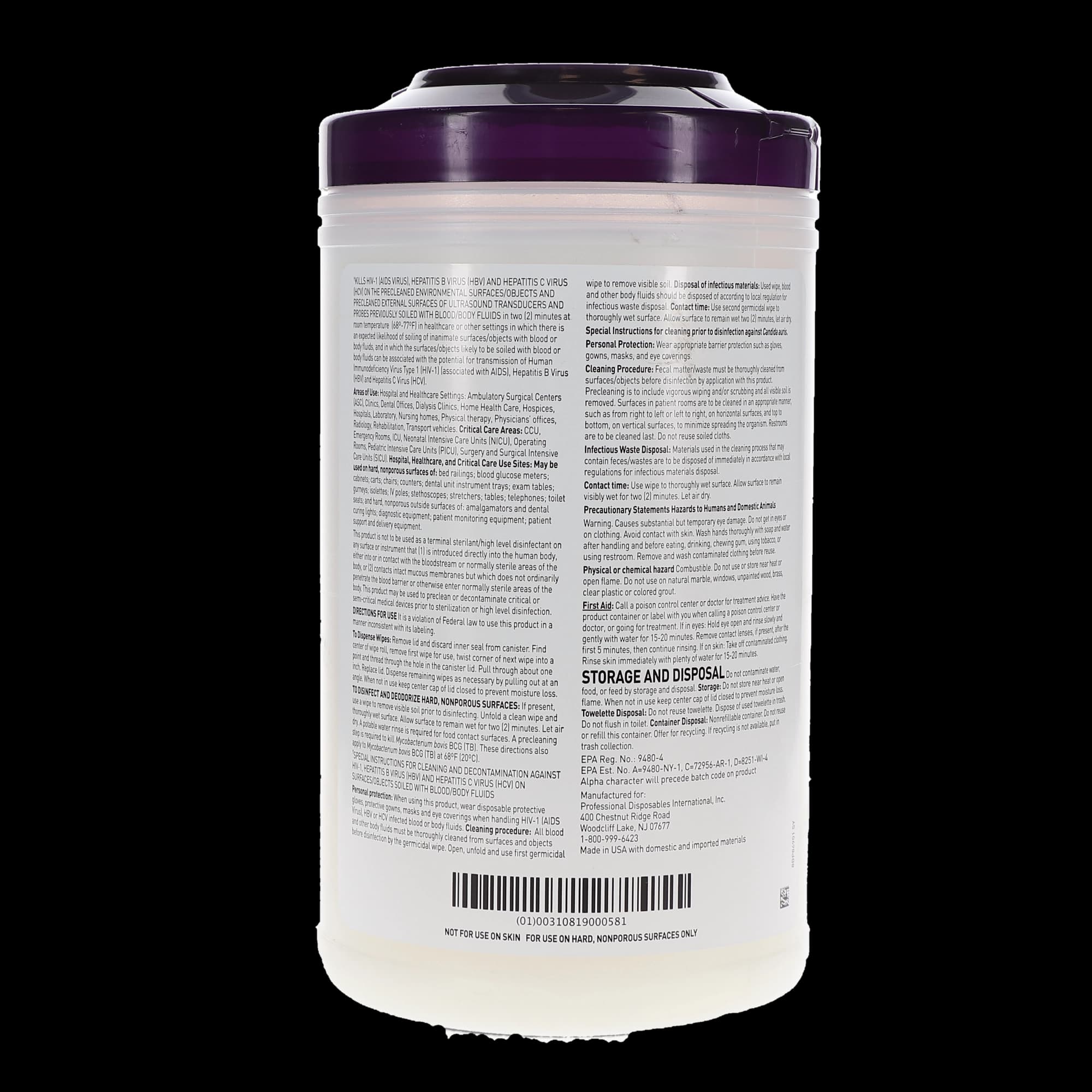 PDI Super Sani-Cloth Germicidal Disposable Wipes, X-Large, 7.5" x 15", 75/Canister, P86984 thumbnail 9